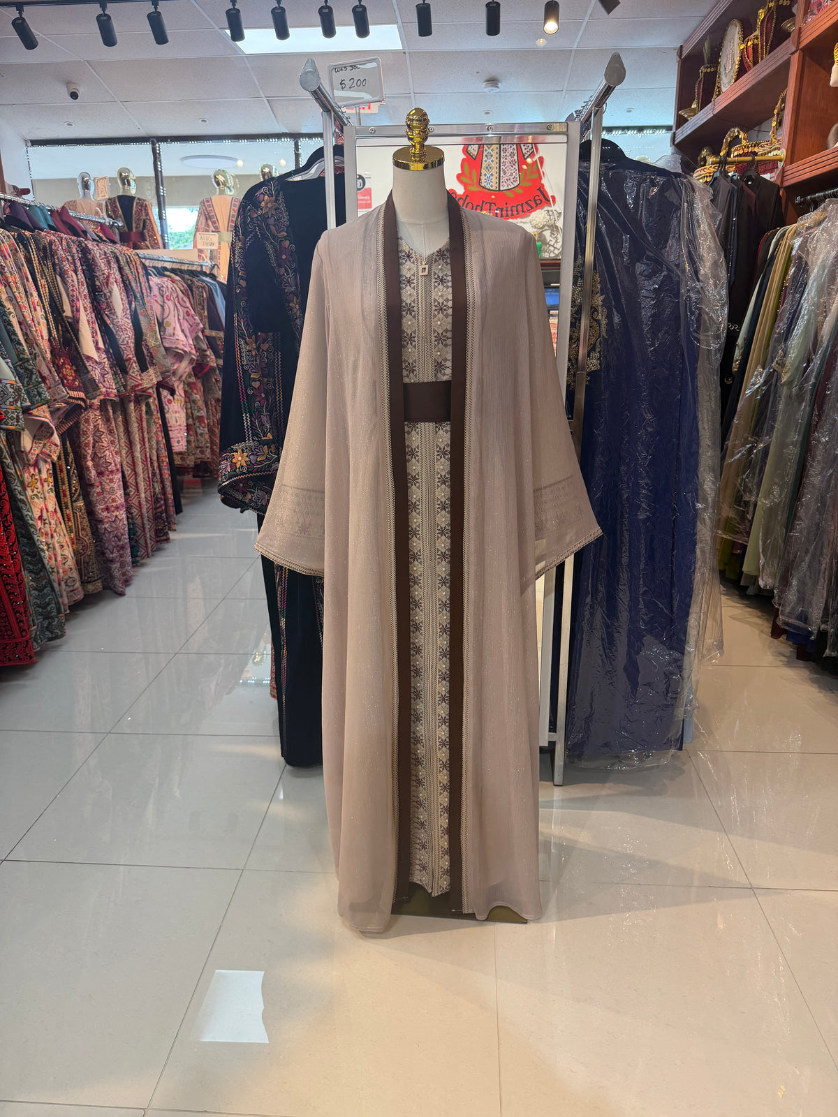 Elegant Tan 2-Piece Abaya