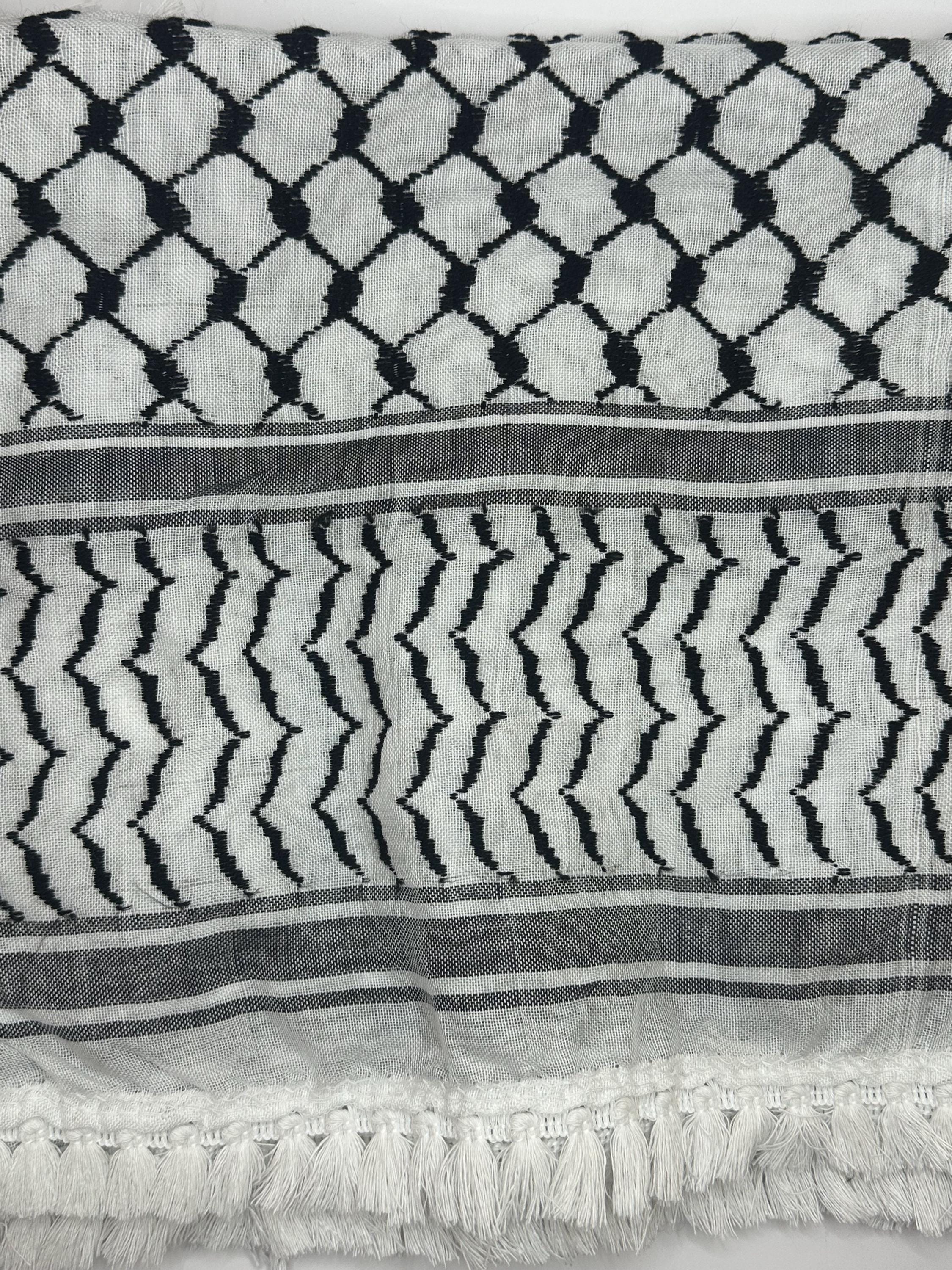 Traditional Palestinian Keffiyeh/Hattah/shemagh scarf made in Jordan with tassel made for Men & Women worn as a head scarf