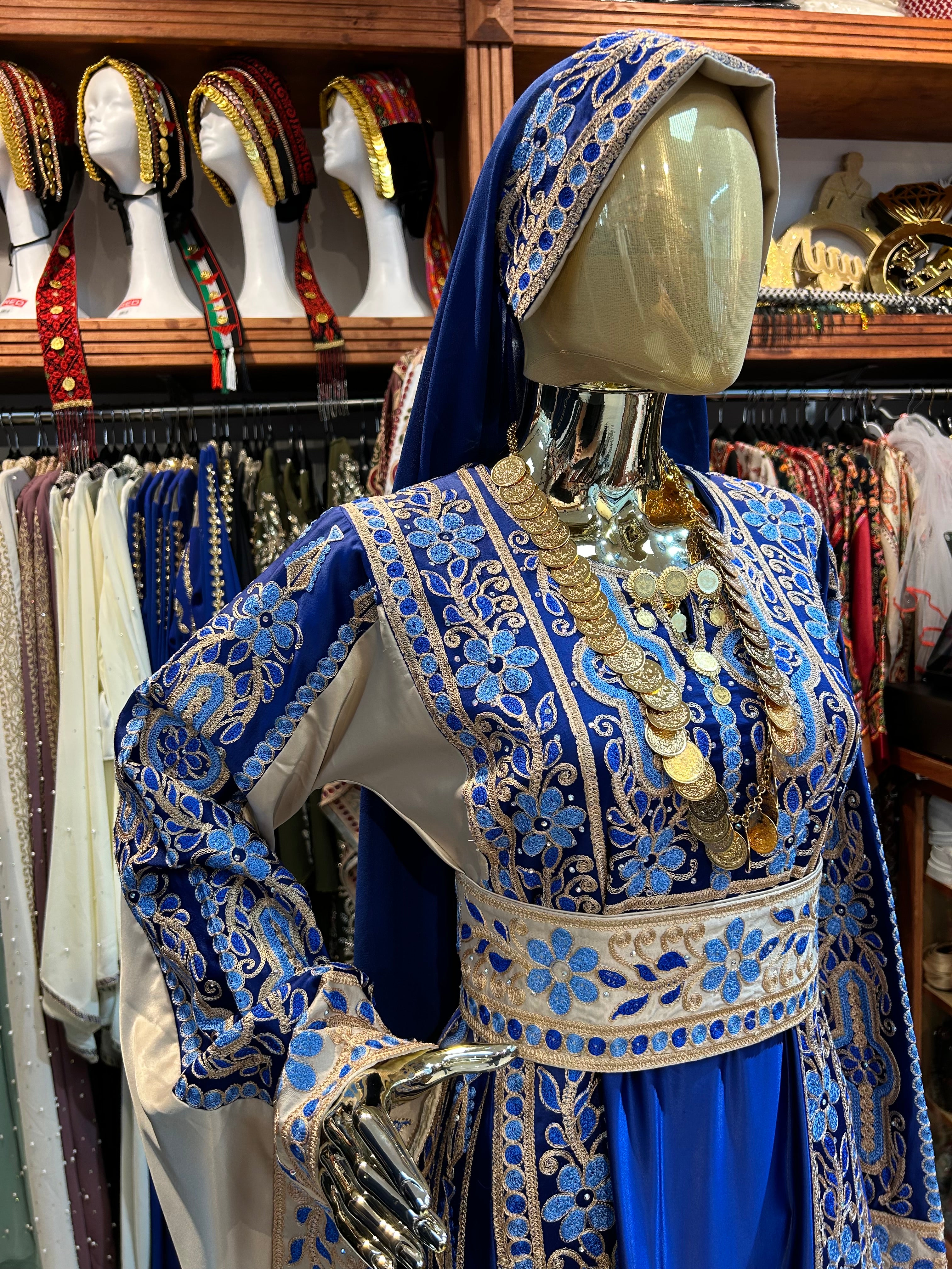 Blue High-Quality Embroidered Thobe