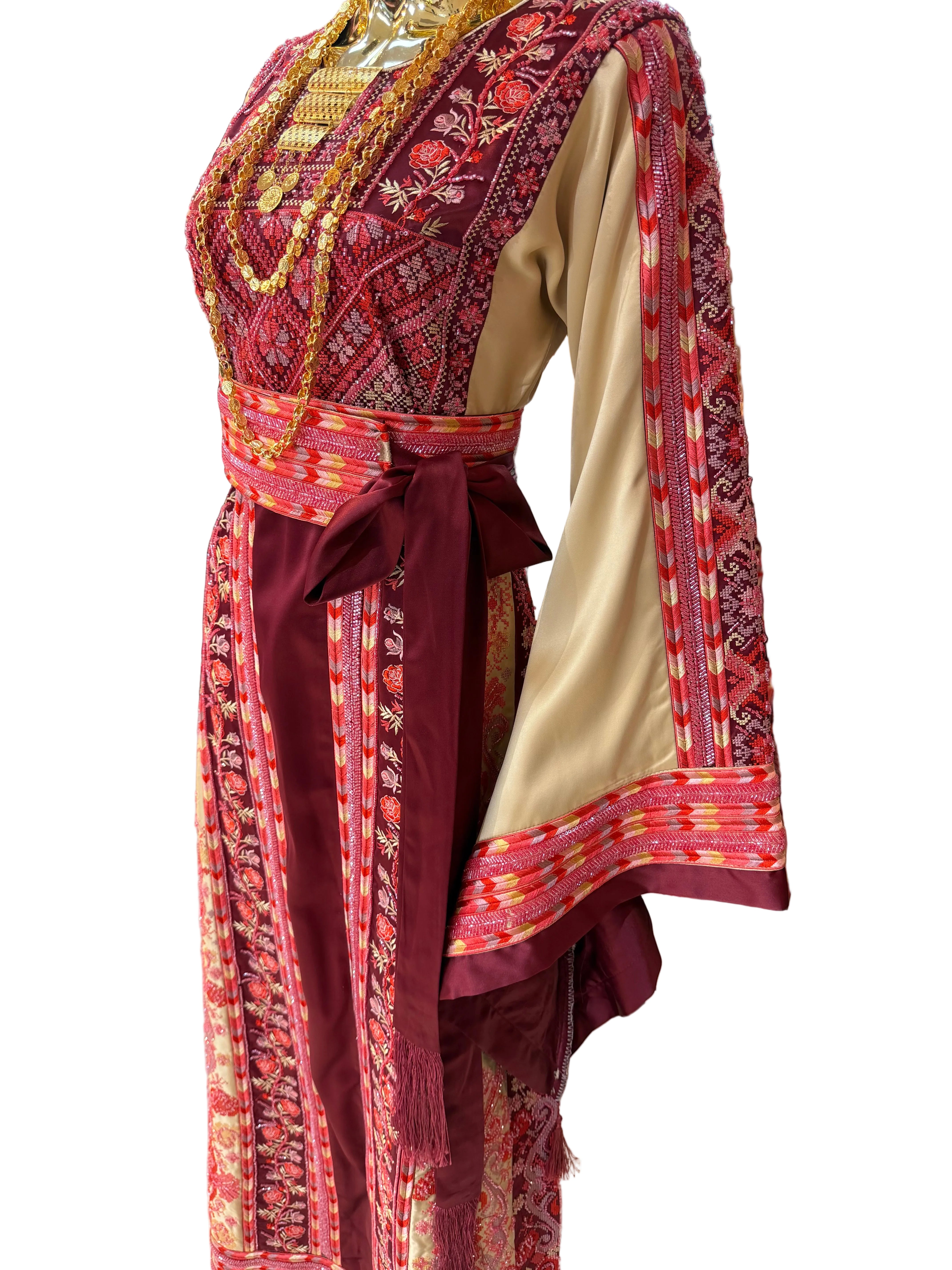 Cherry Red Beaded Thobe