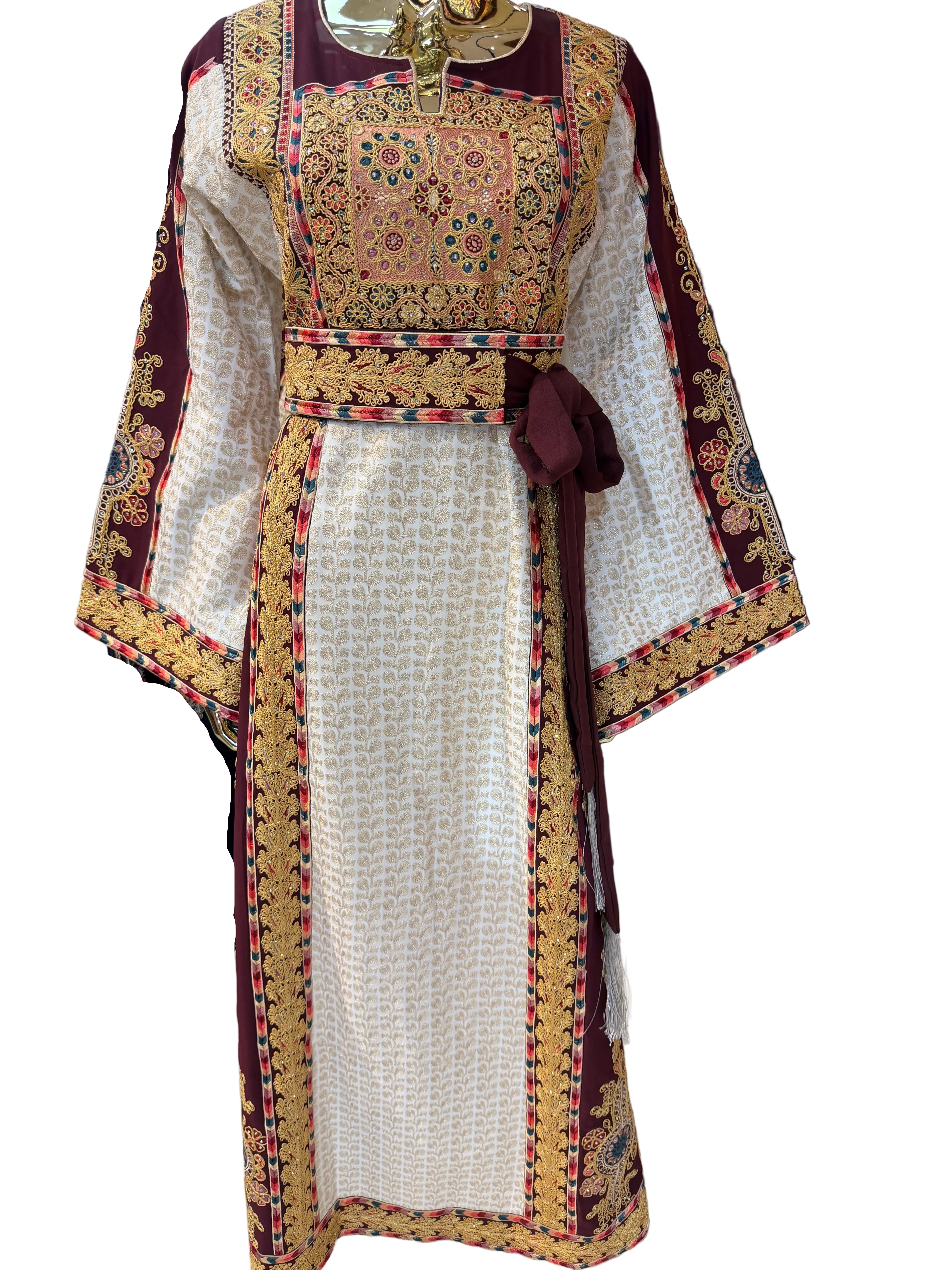 Red & Gold Aghabani Thobe