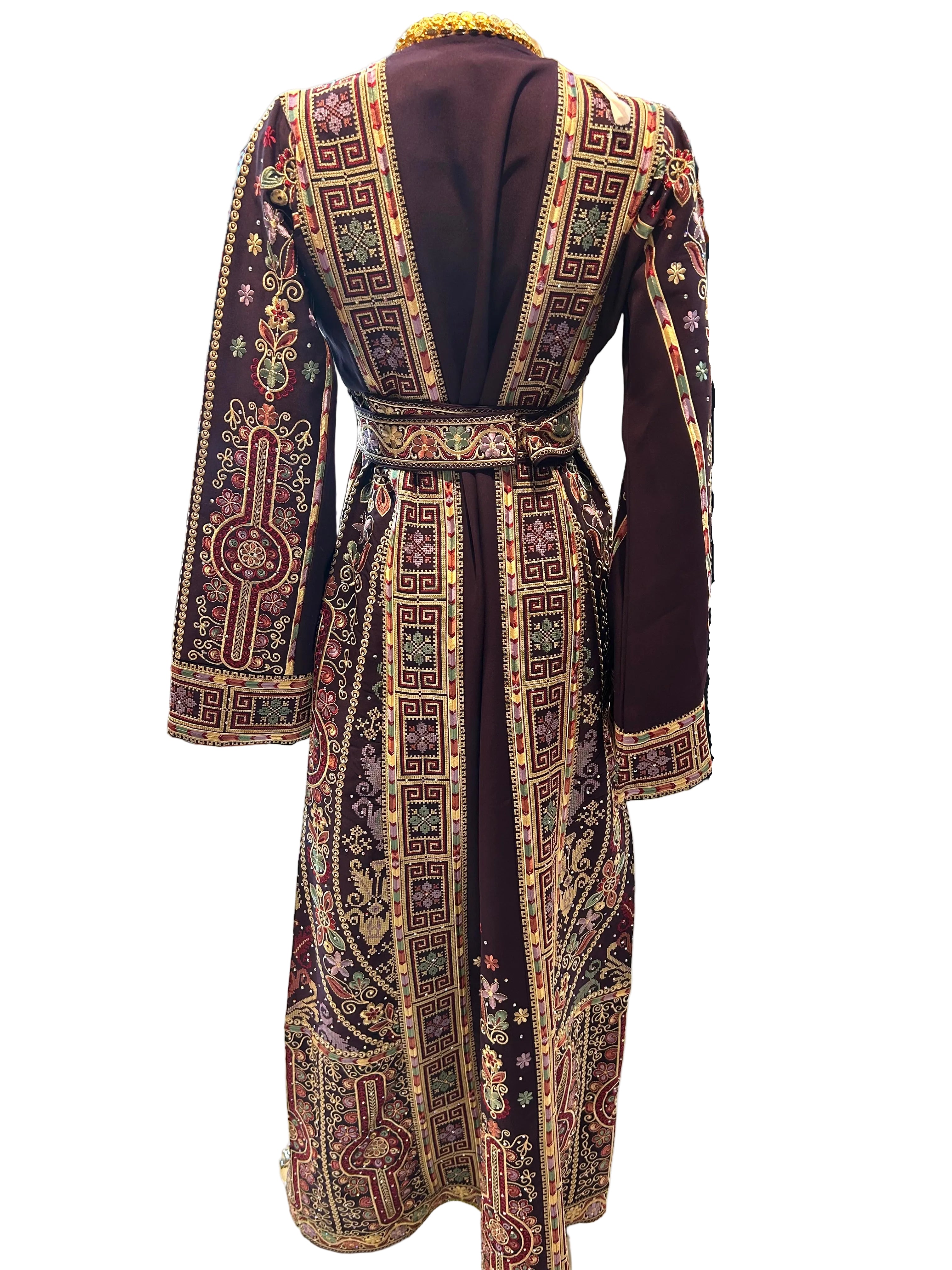 Embroidered Purple Thobes | Includes Matching Bag, Shawl, & Two Belts|