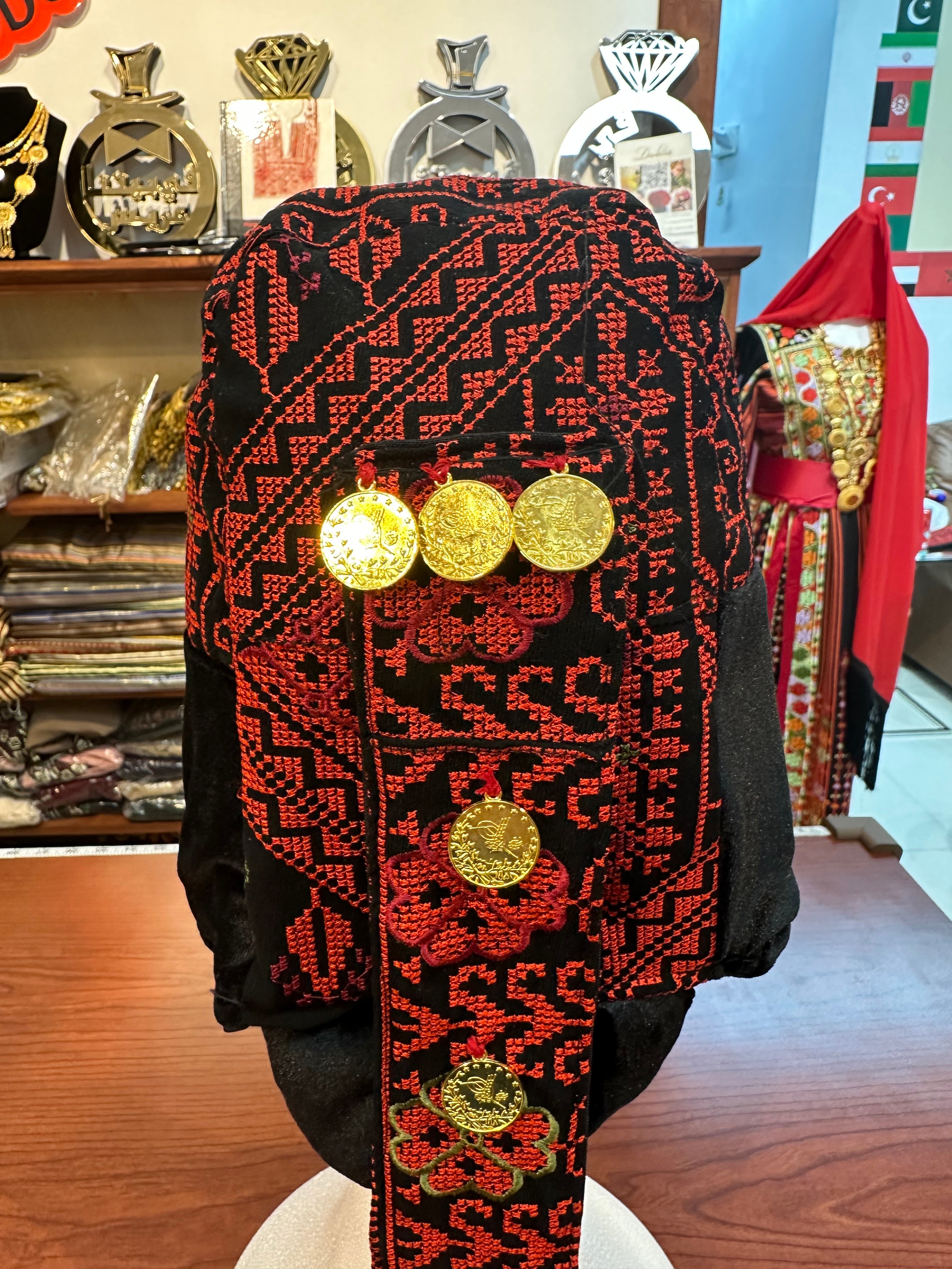 Embroidered Awka with Hand Stitched Coins