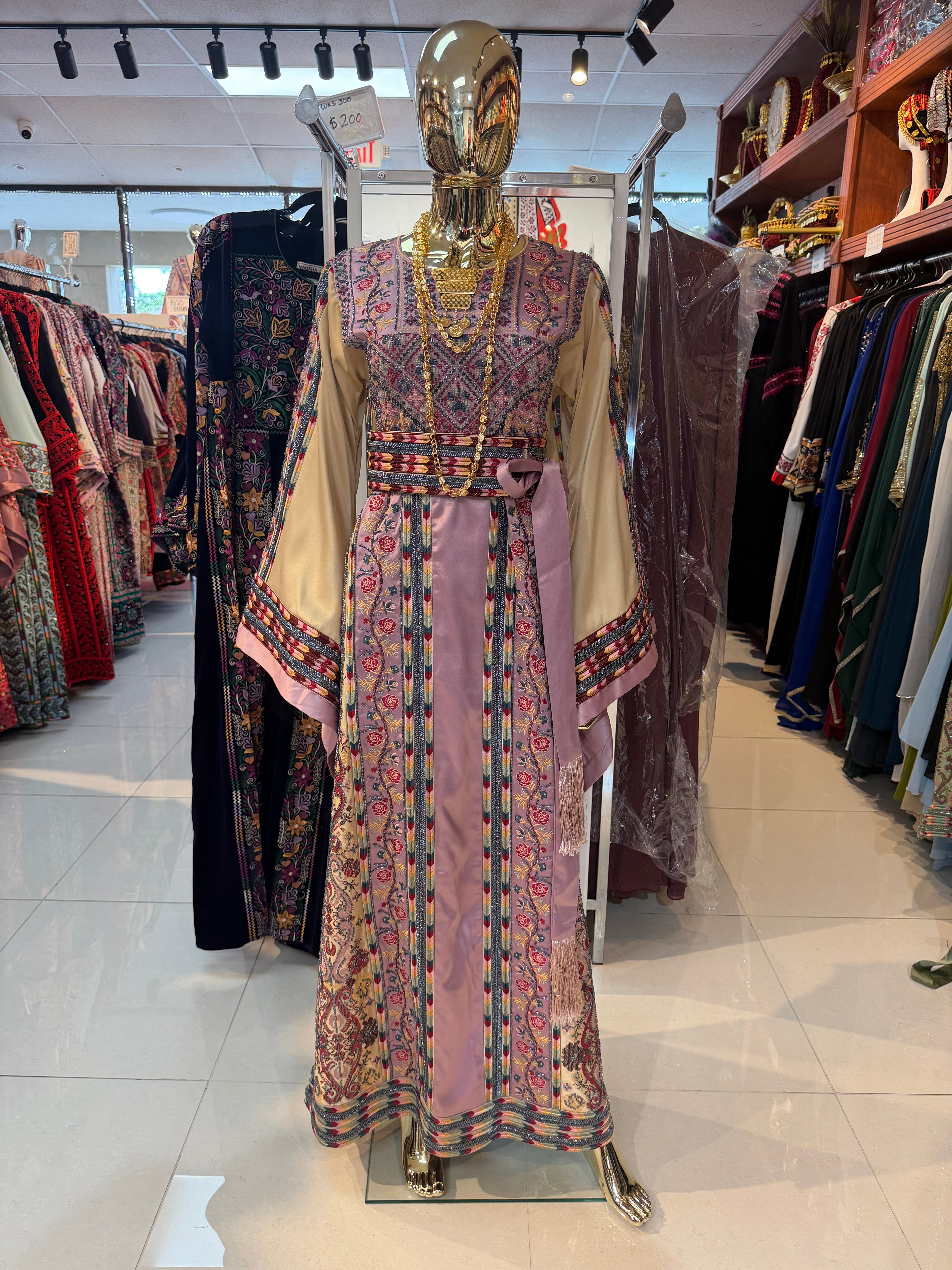 Pink Beaded Thobe