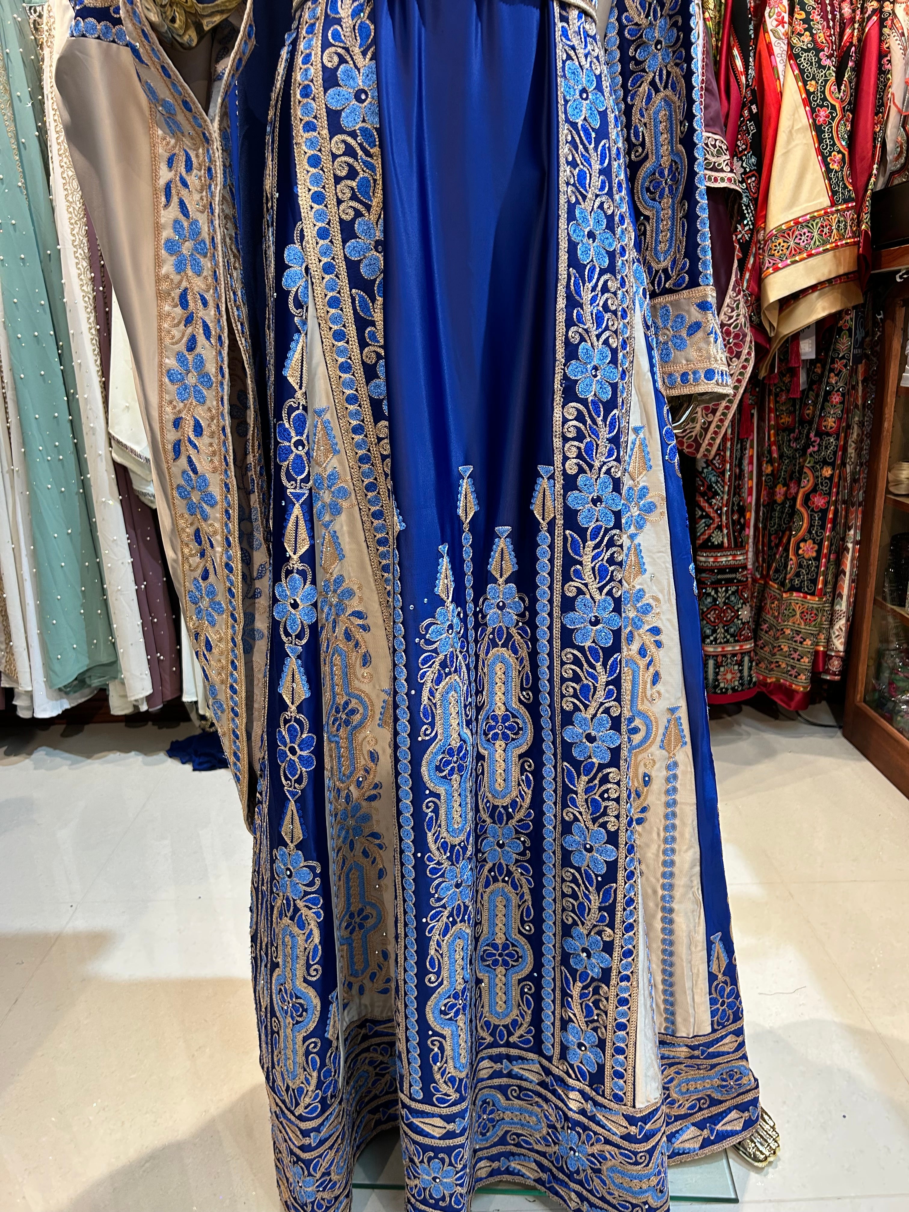 Blue High-Quality Embroidered Thobe