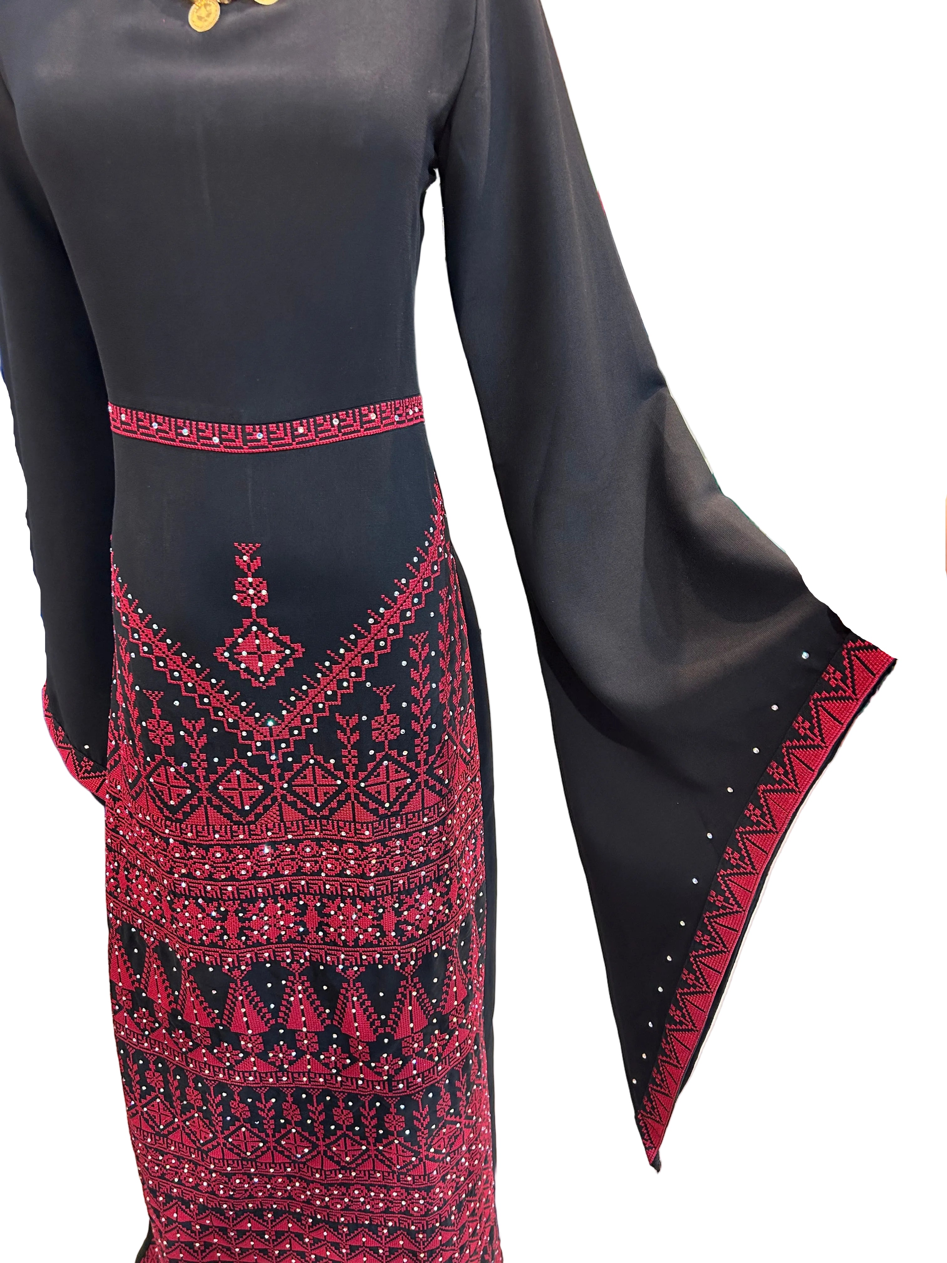 elegant red and black dress Black Red A-line Deep V-veck Cheap Long Prom Dresses Online,12949 –  SposaDresses main image 0