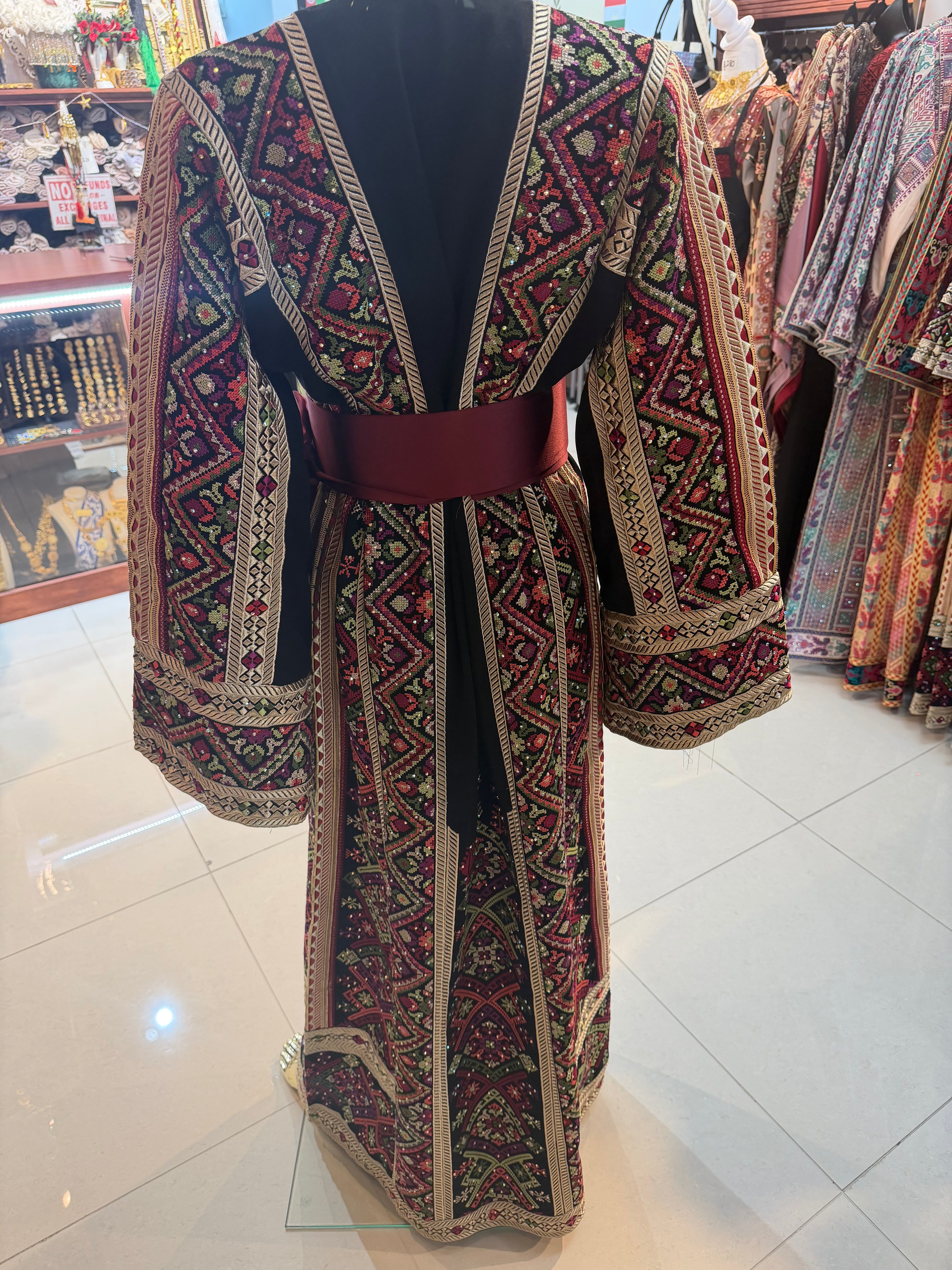 Burgandy Flower Thobe
