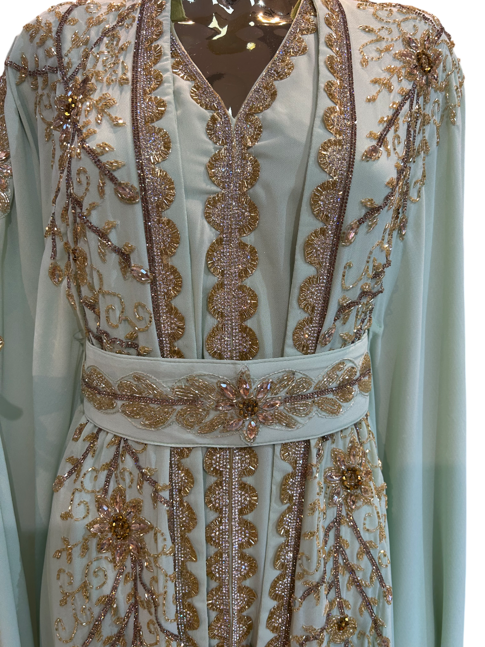 Elegant Mint Green Kaftan