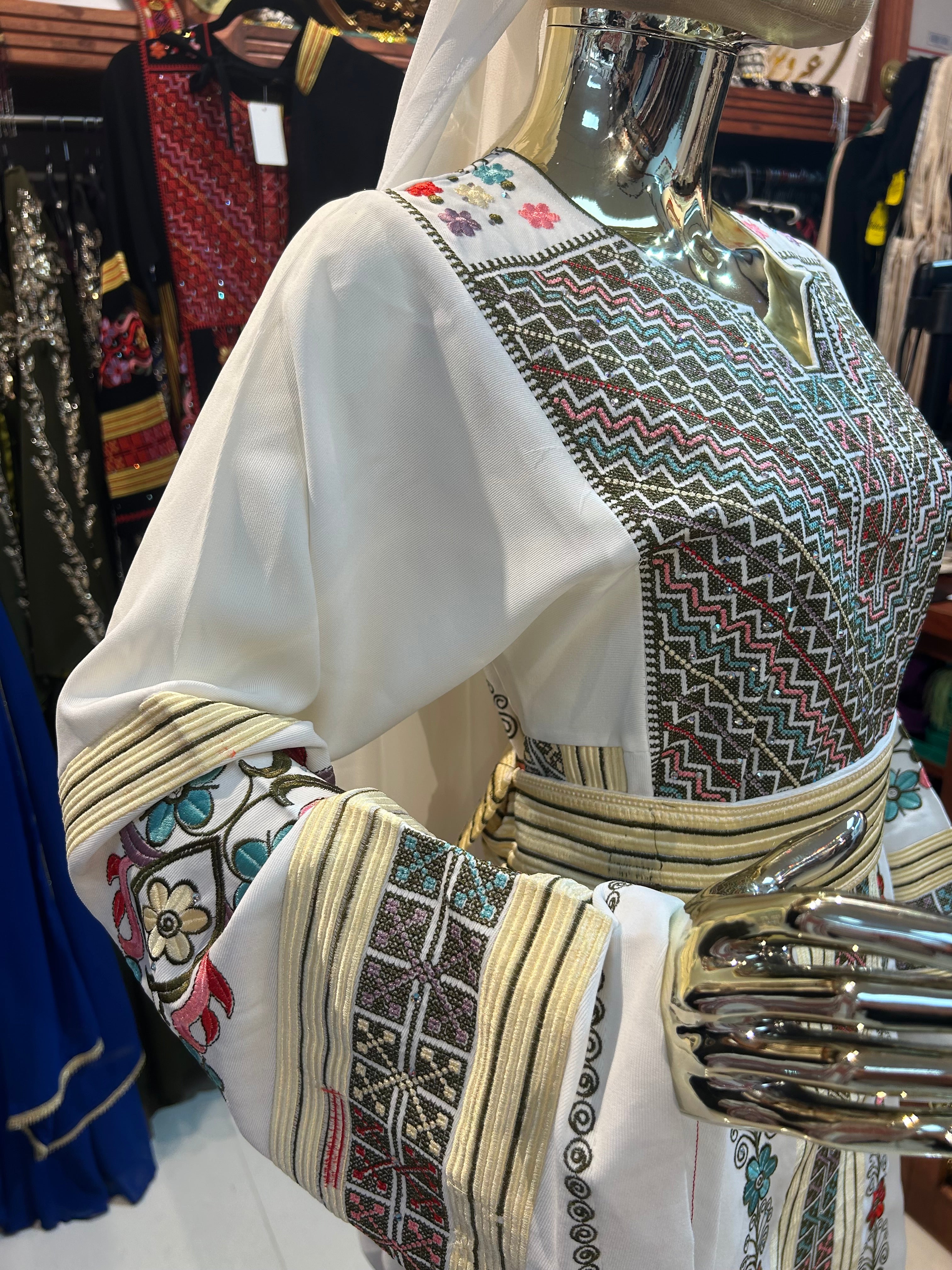 White Thobe With Flowers