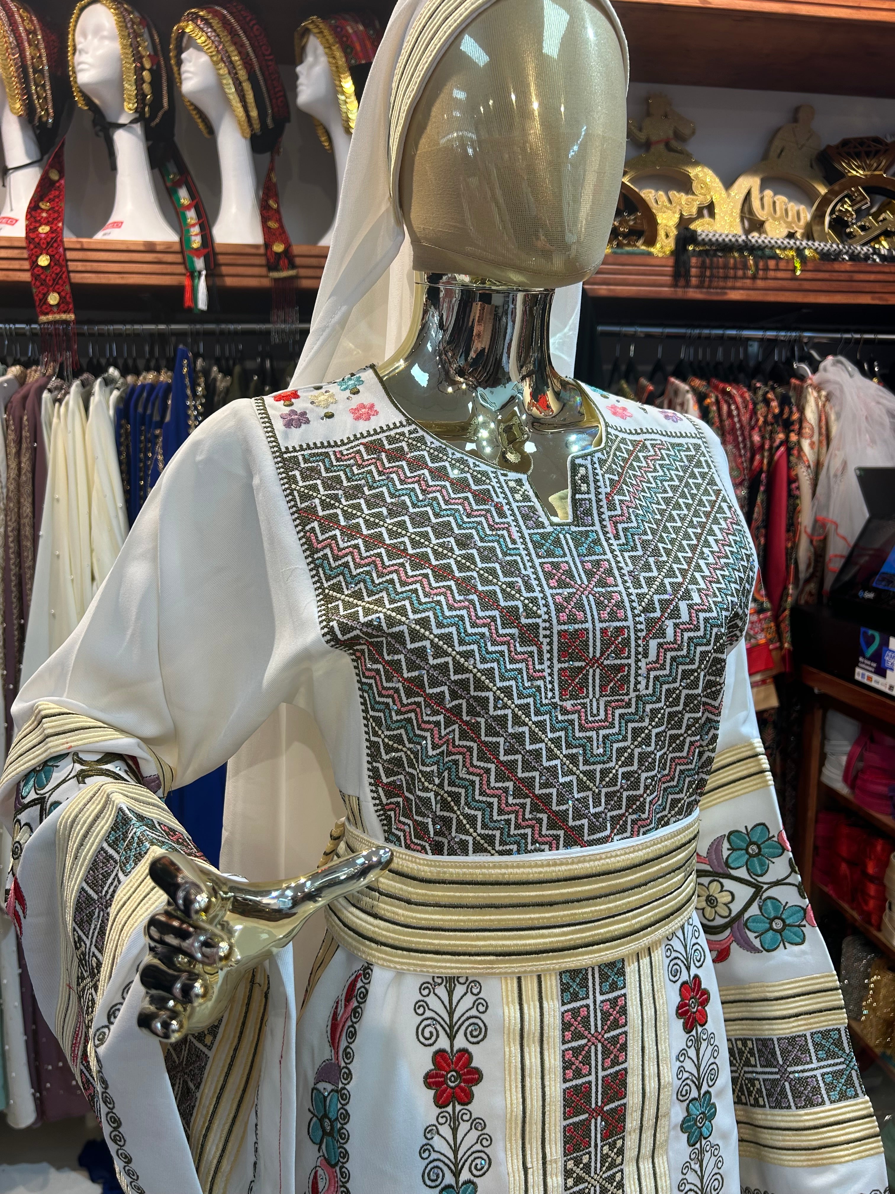 White Thobe With Flowers