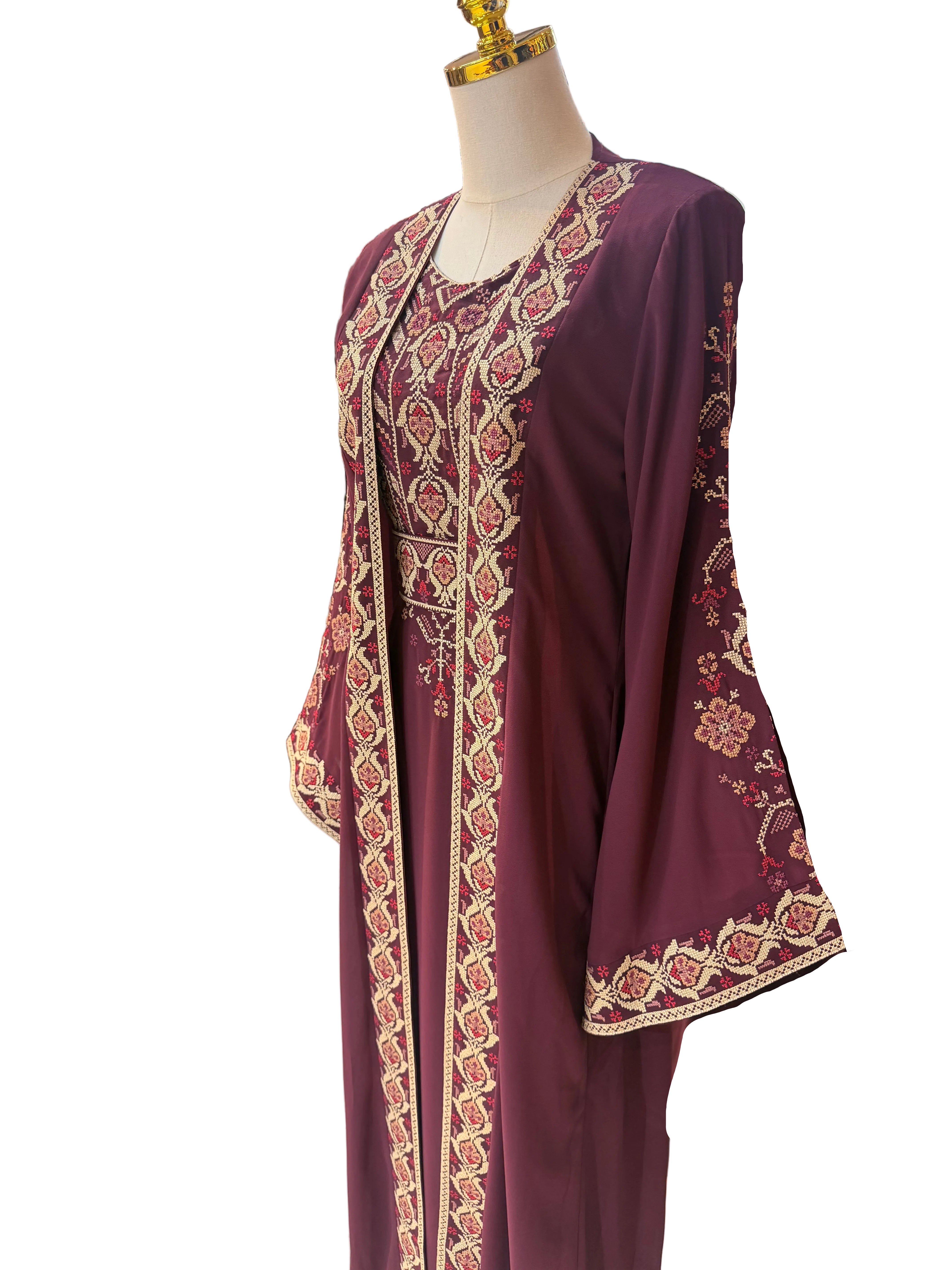 Burgandy 2-piece Abaya
