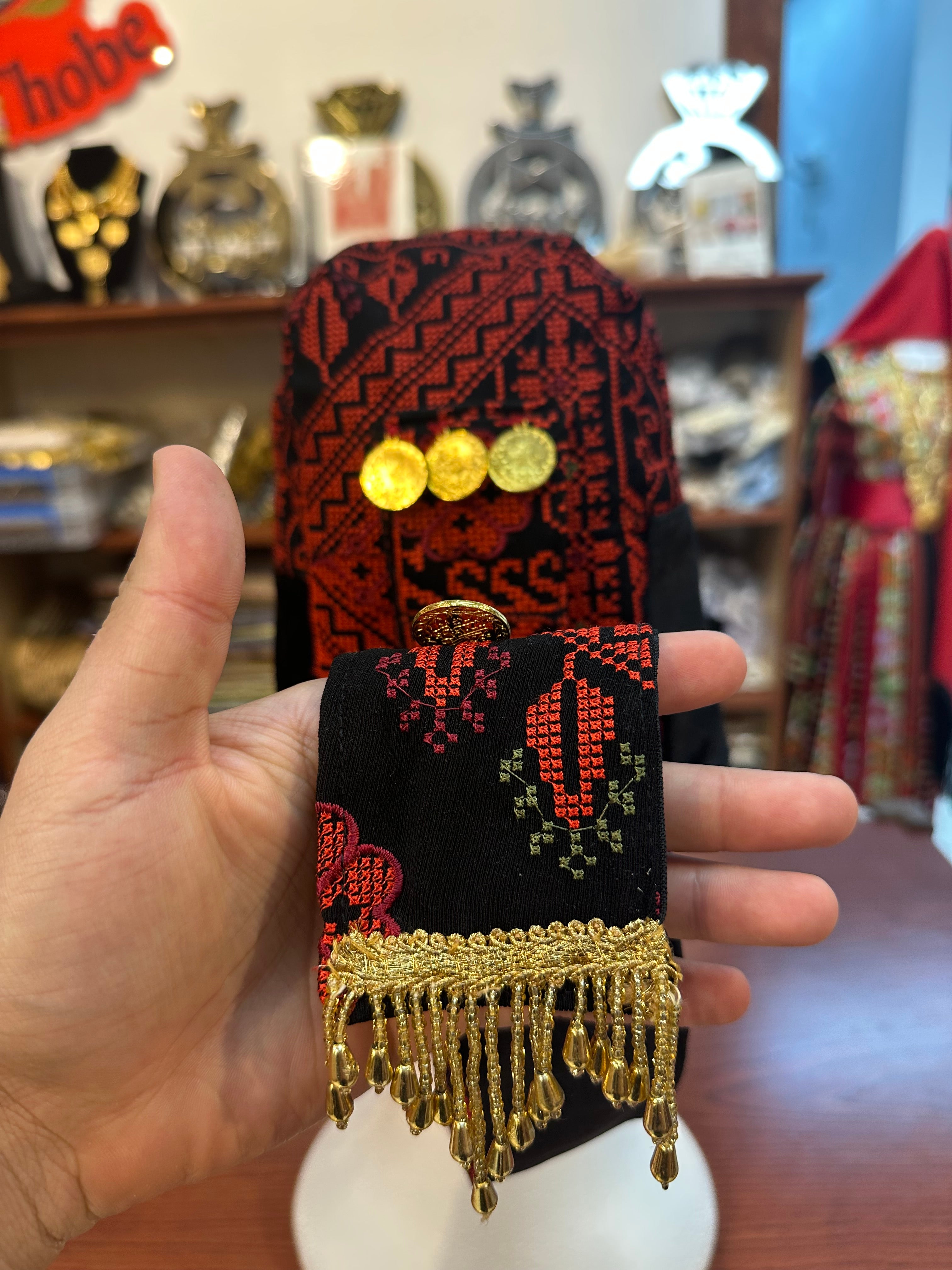 Embroidered Awka with Hand Stitched Coins