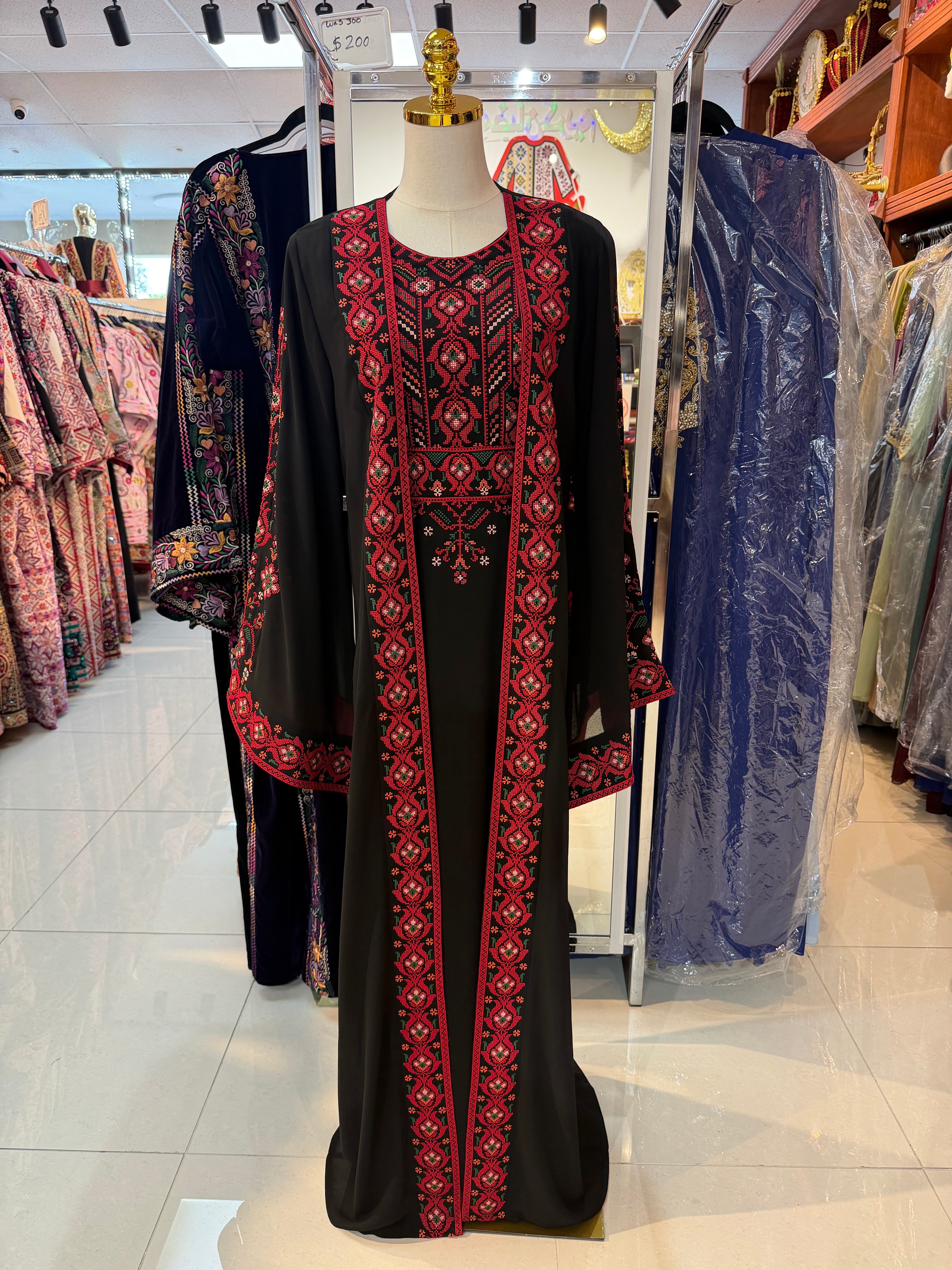 Black & Red 2-Piece Abaya