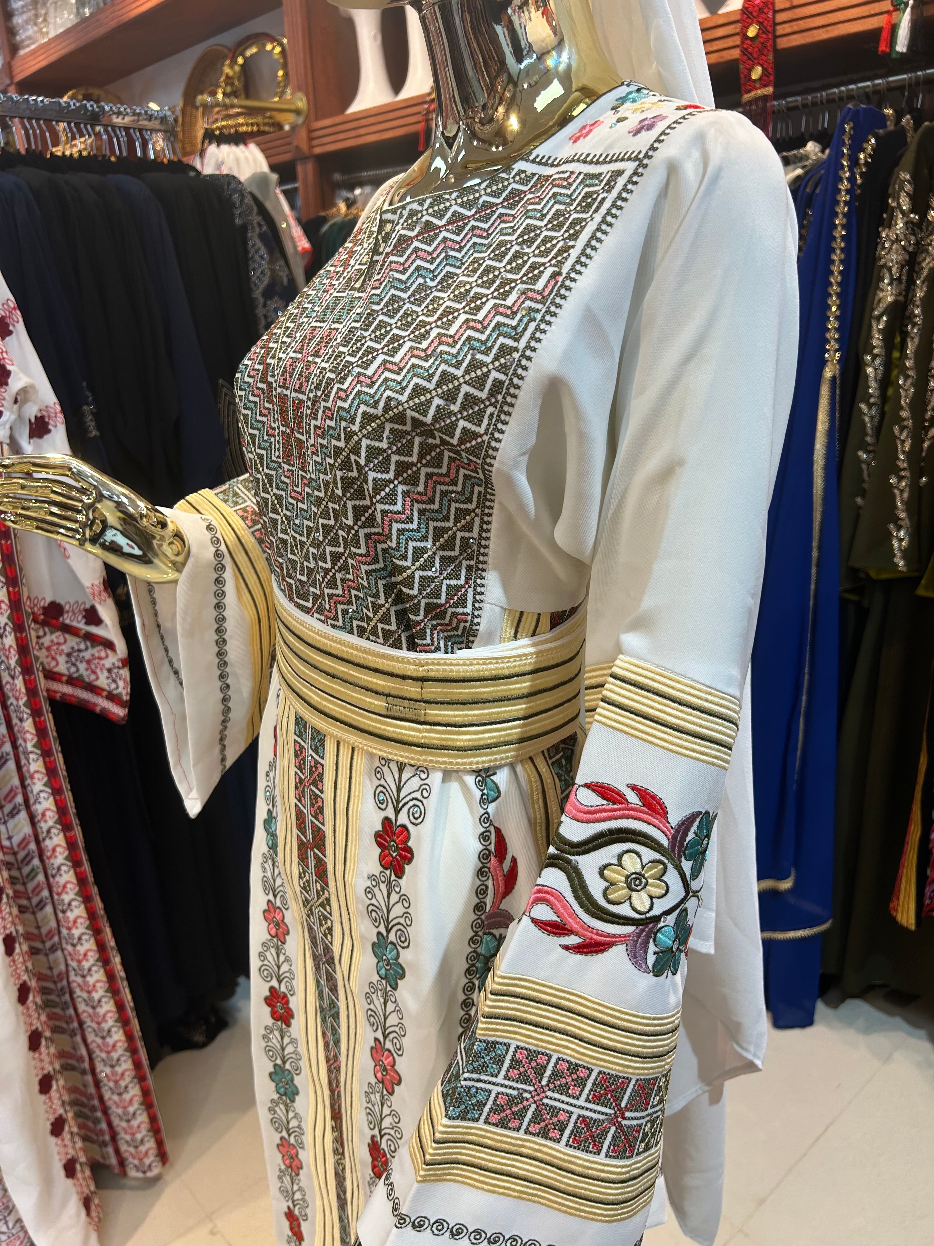 White Thobe With Flowers