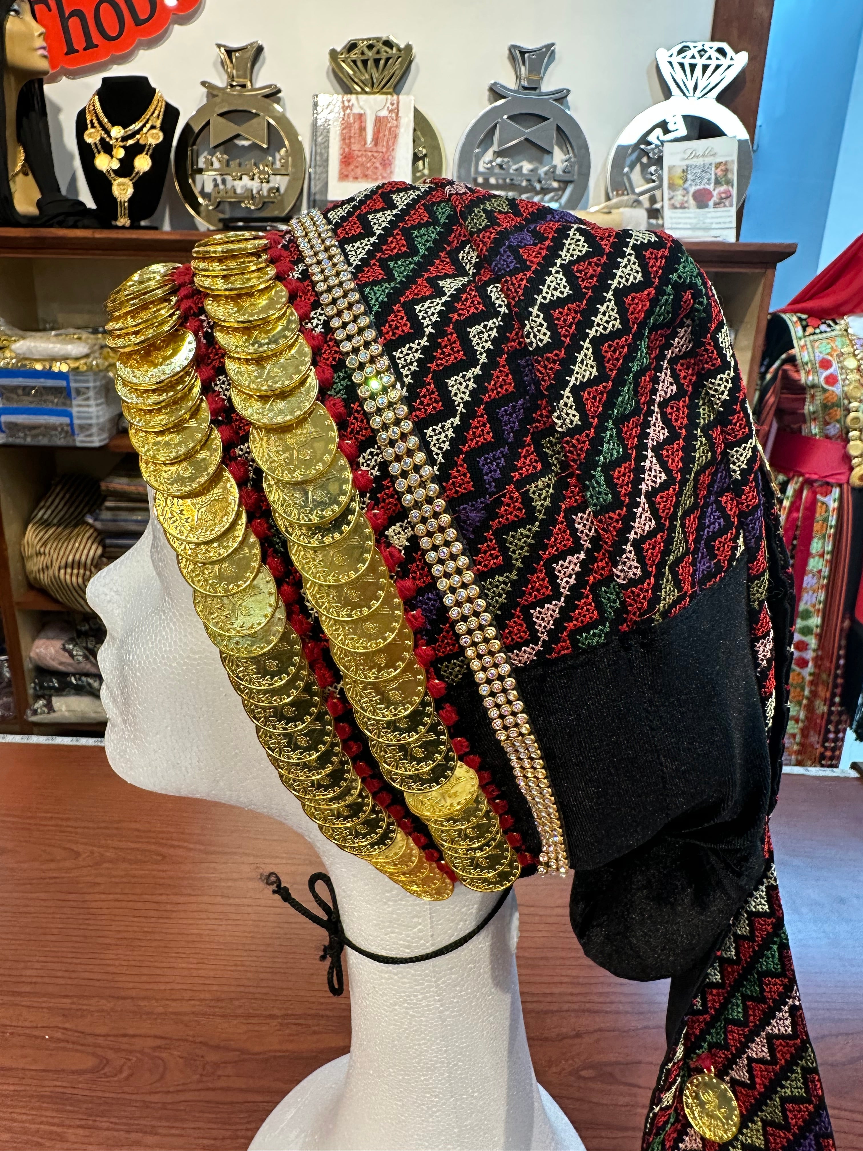 Embroidered Awka with Hand Stitched Coins