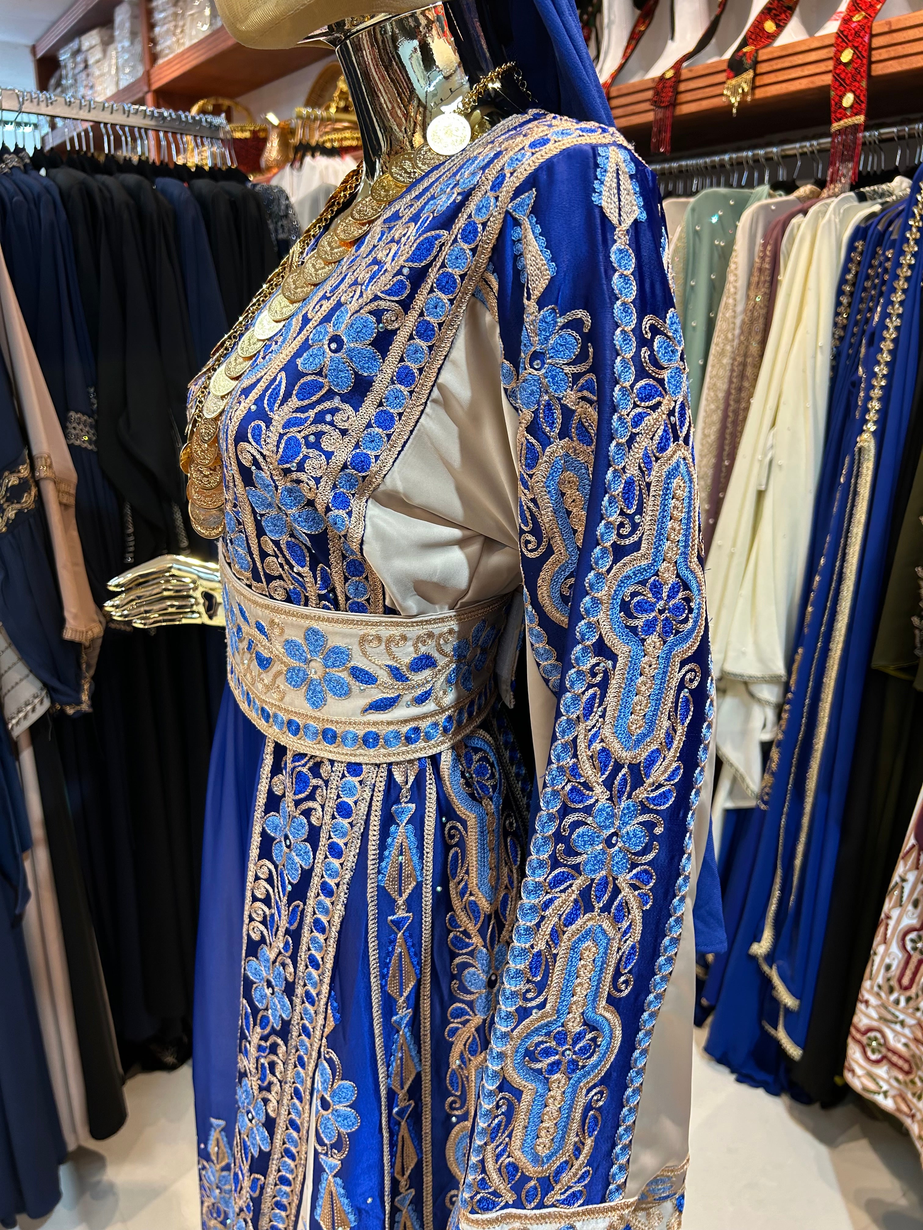 Blue High-Quality Embroidered Thobe