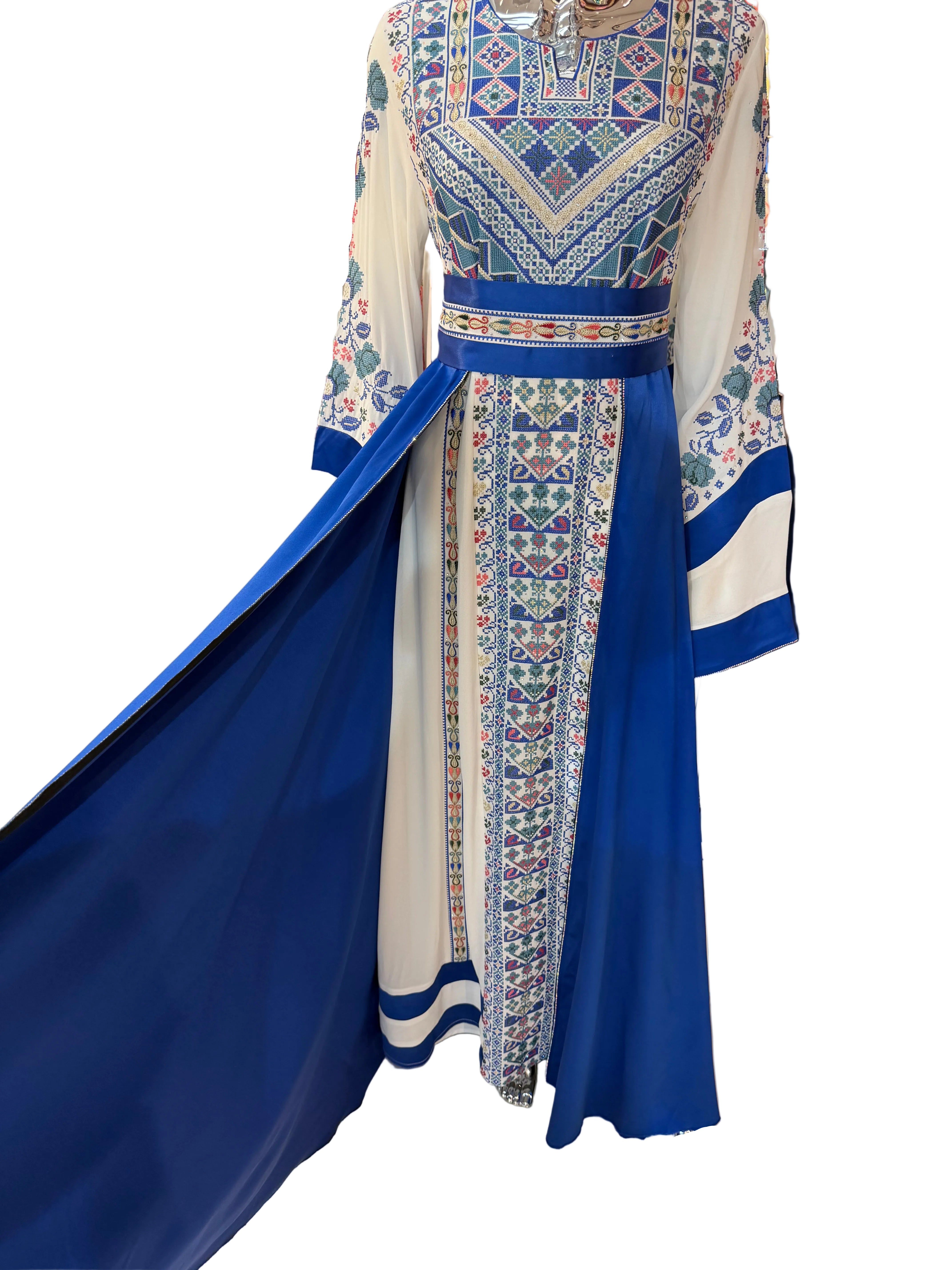 Royal Blue & Ivory Palestinian Thobe