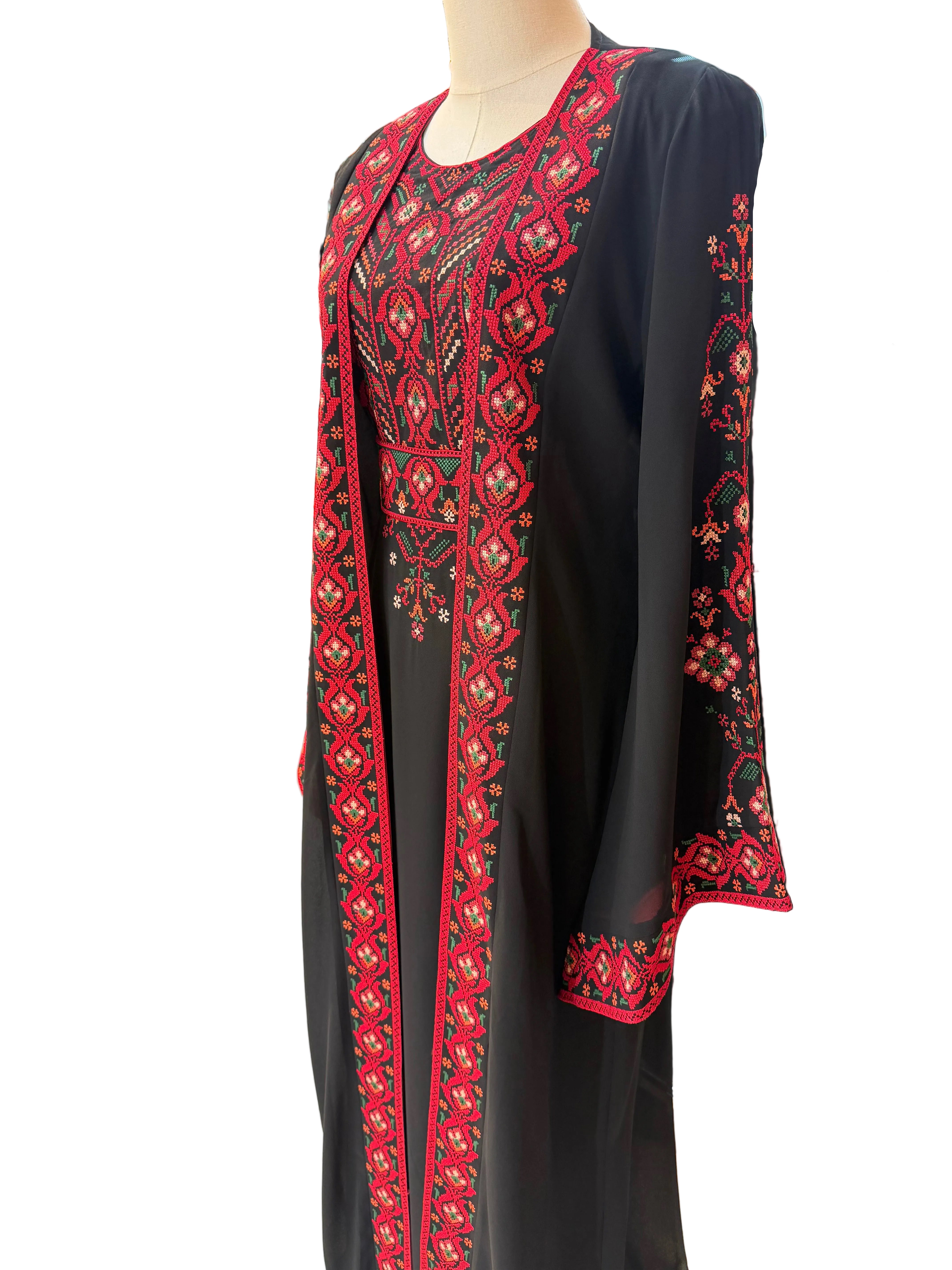 Black & Red 2-Piece Abaya