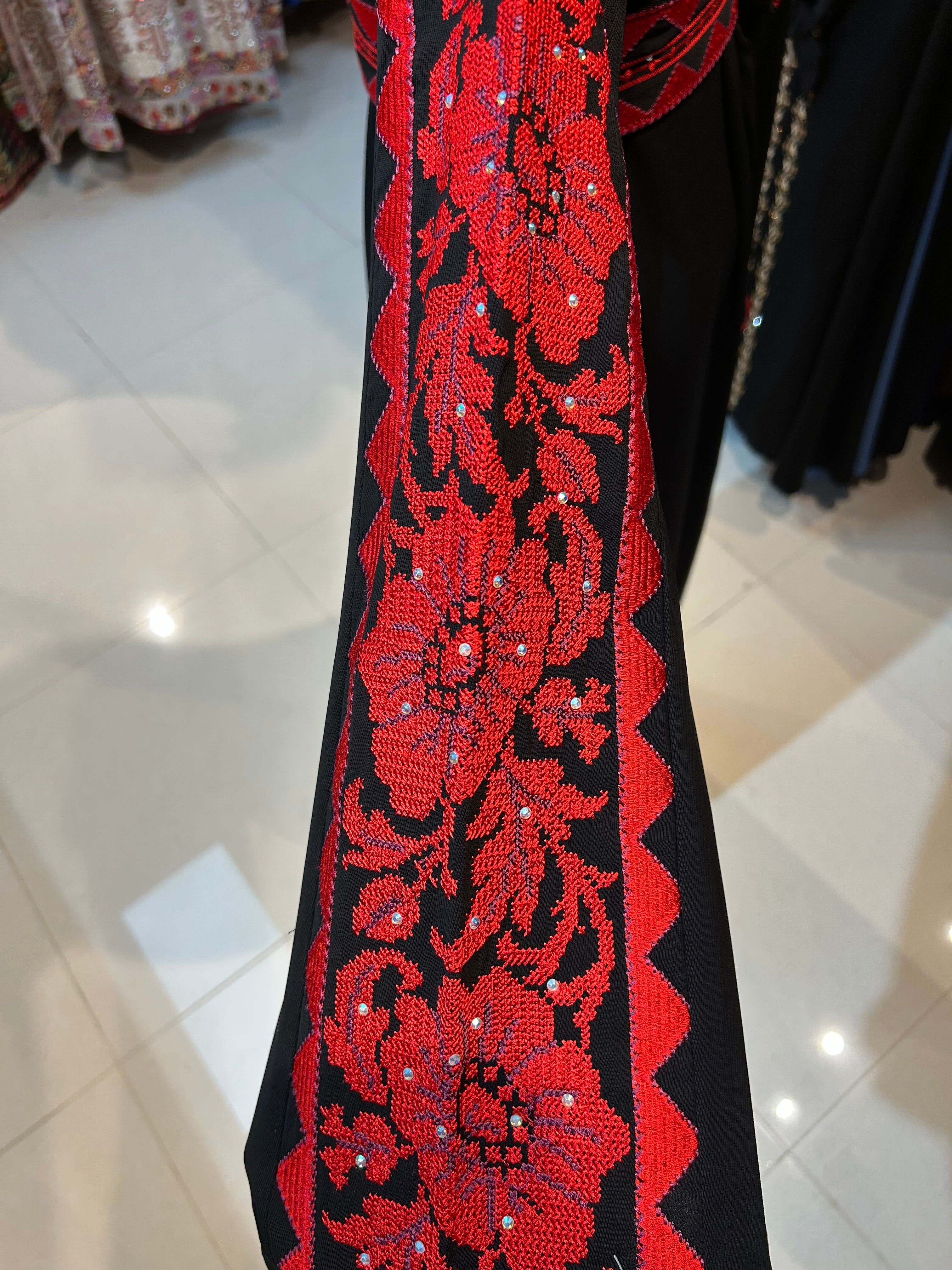 Elegant Red & Black Thobe