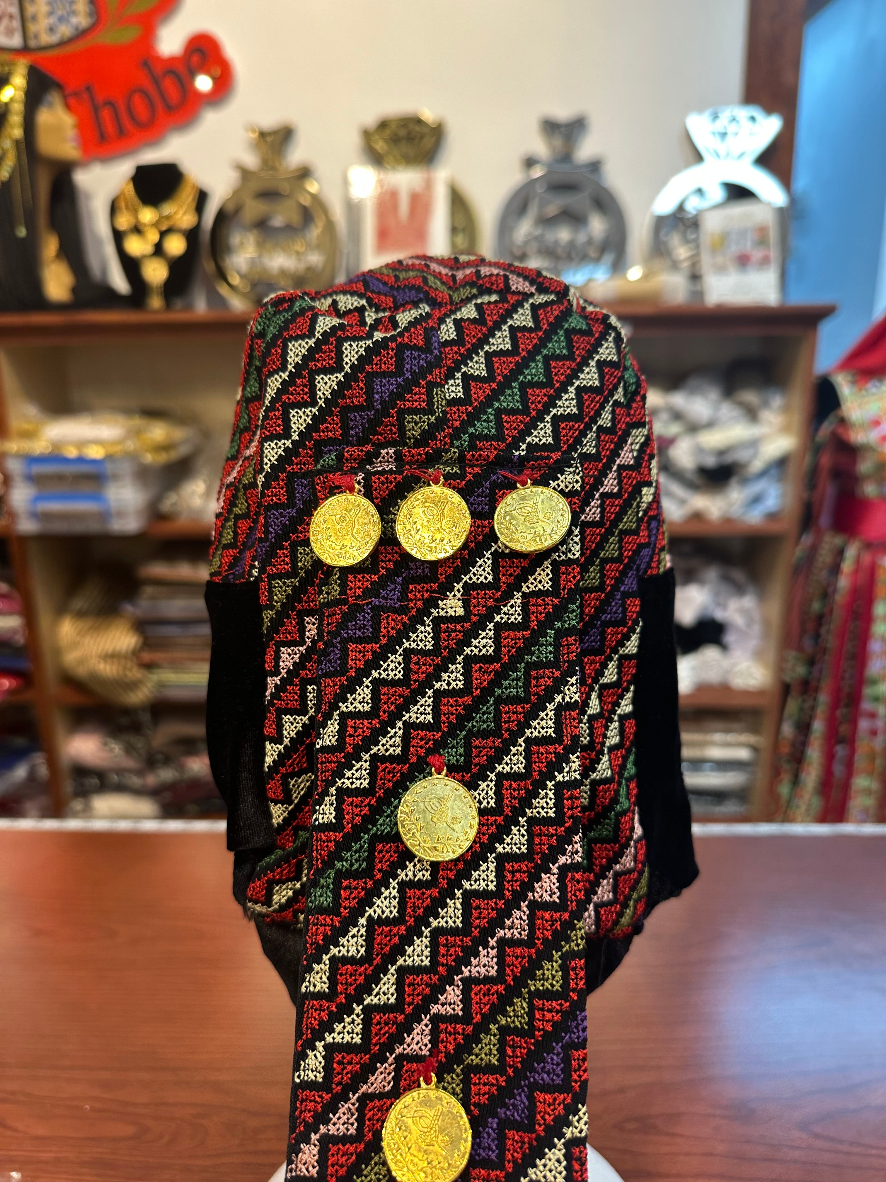 Embroidered Awka with Hand Stitched Coins