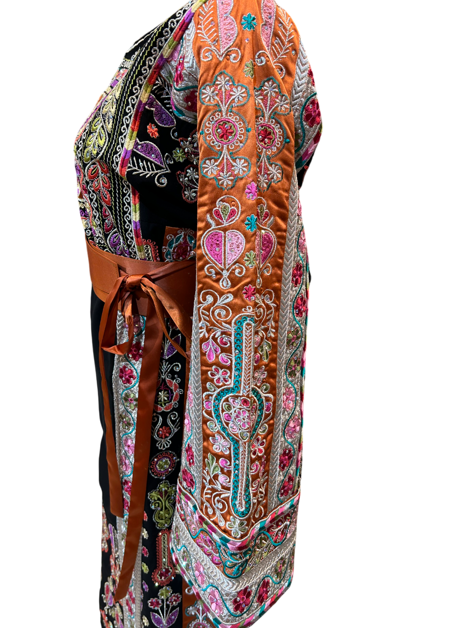 Elegant Black & Orange Malaka Thobe