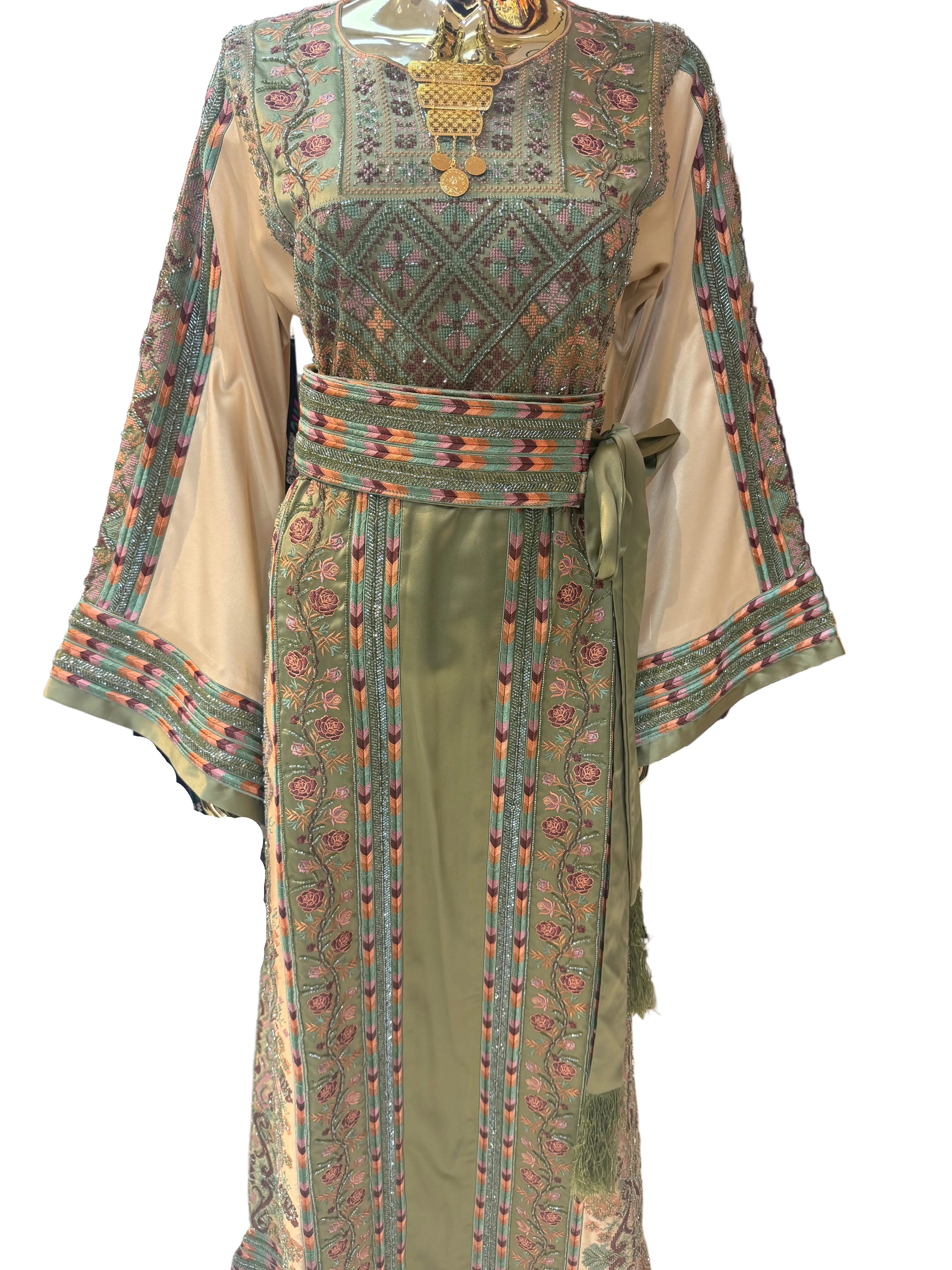 Green Beaded Thobe