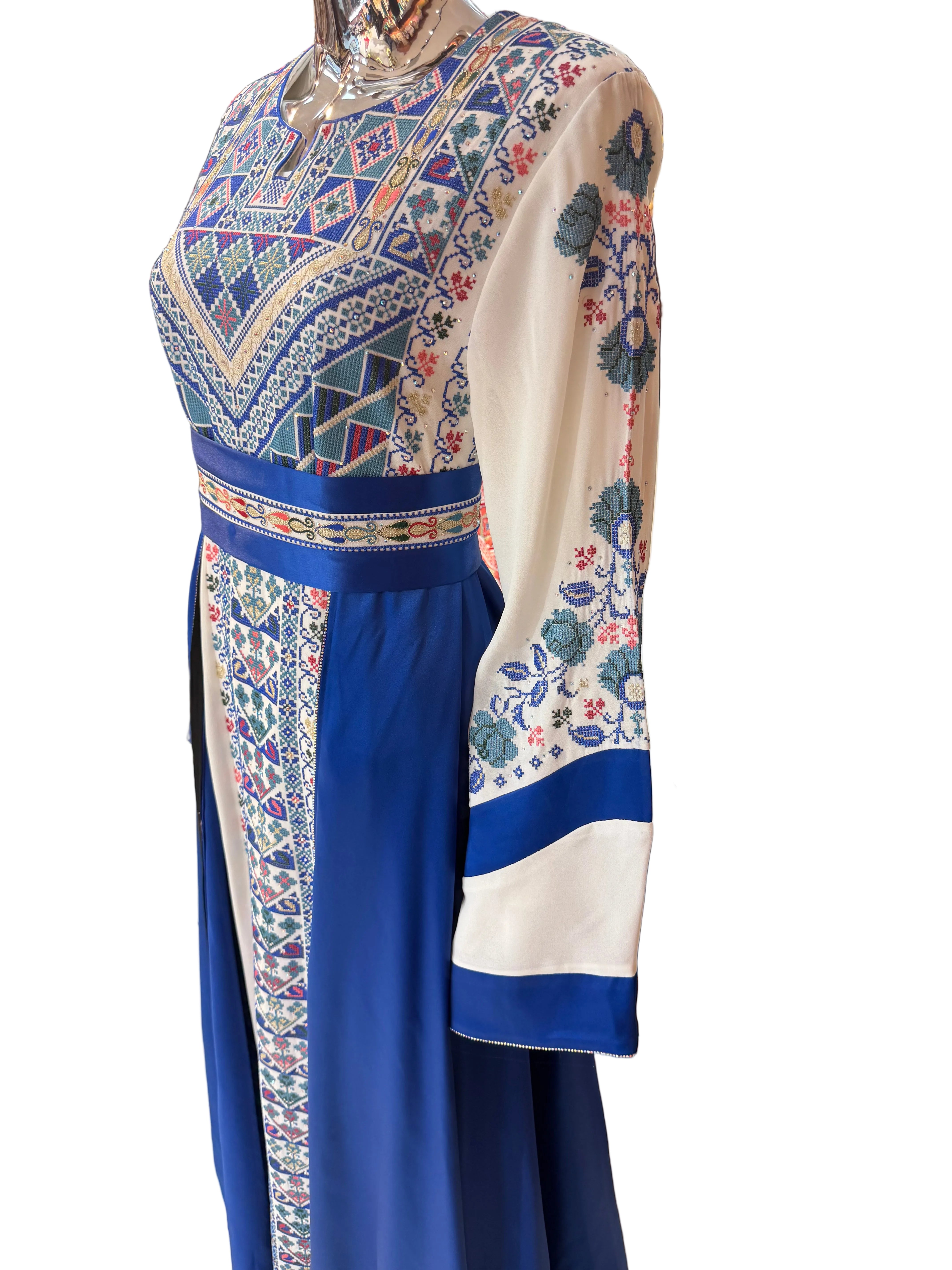 Royal Blue & Ivory Palestinian Thobe