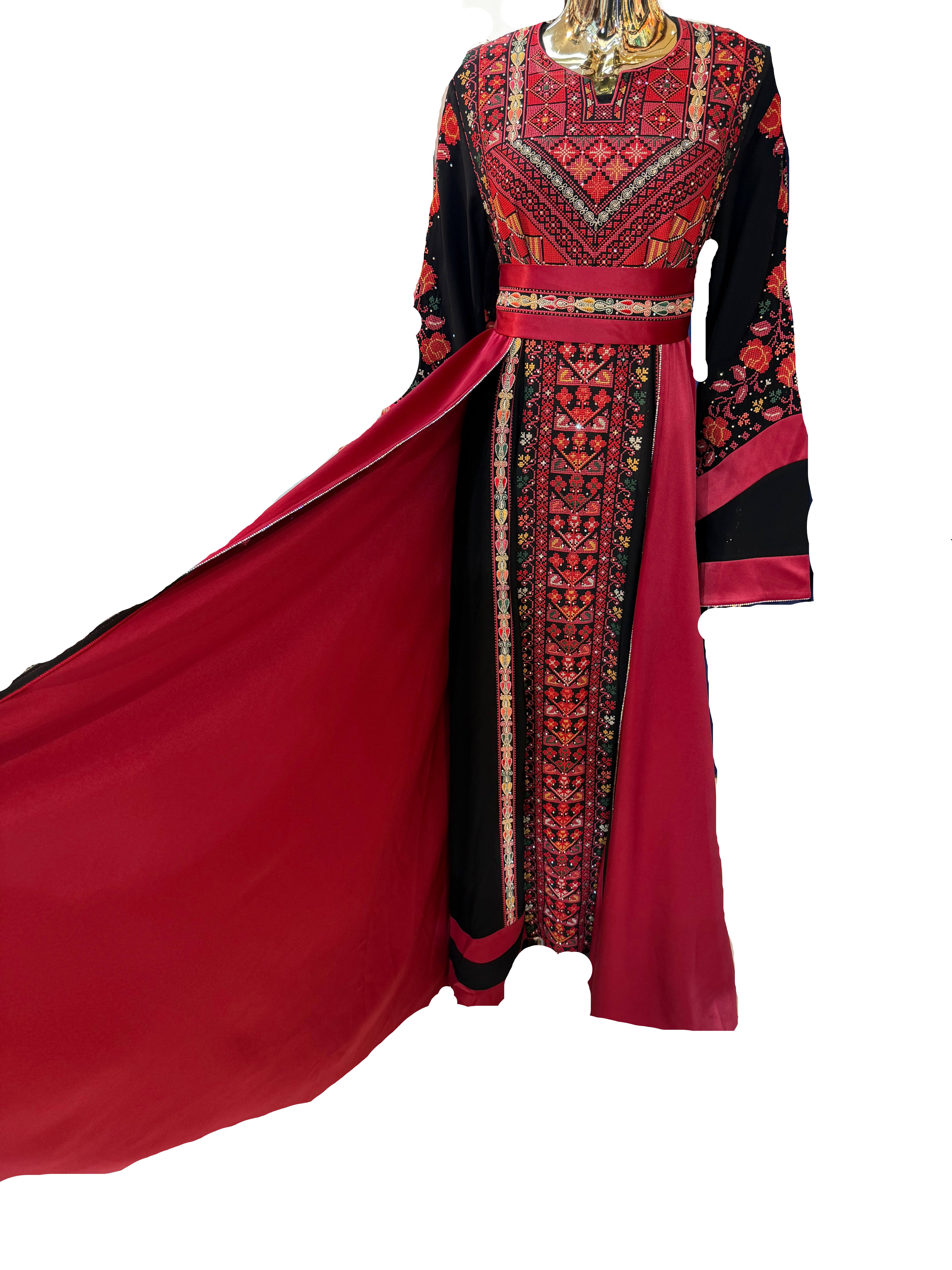 Red & Black Palestinian Thobe