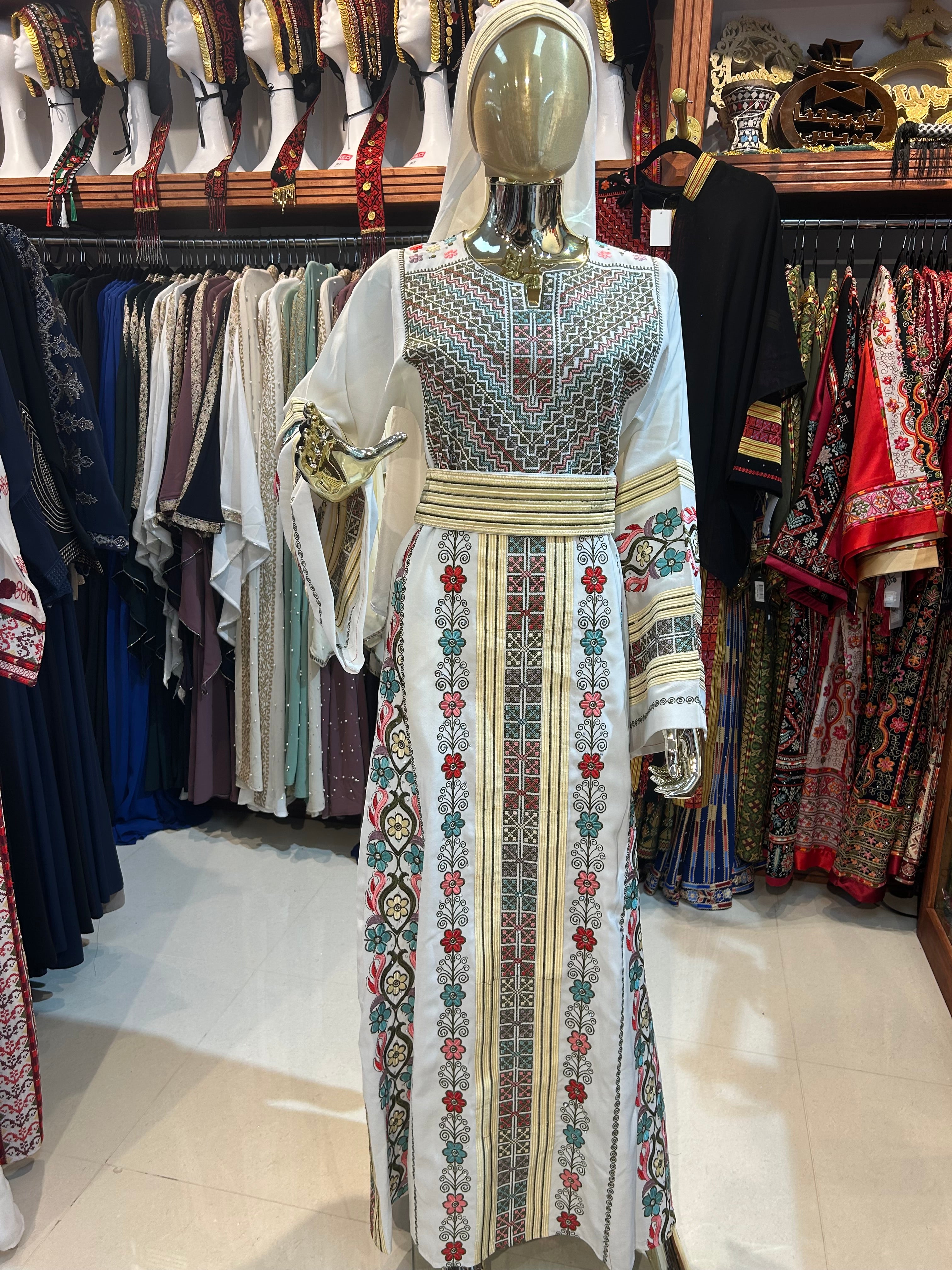 White Thobe With Flowers