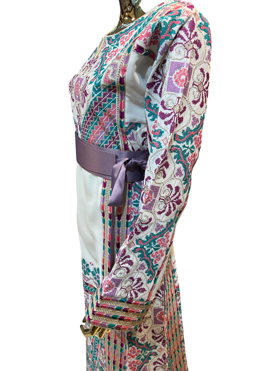 Elegant White & Blue Thobe