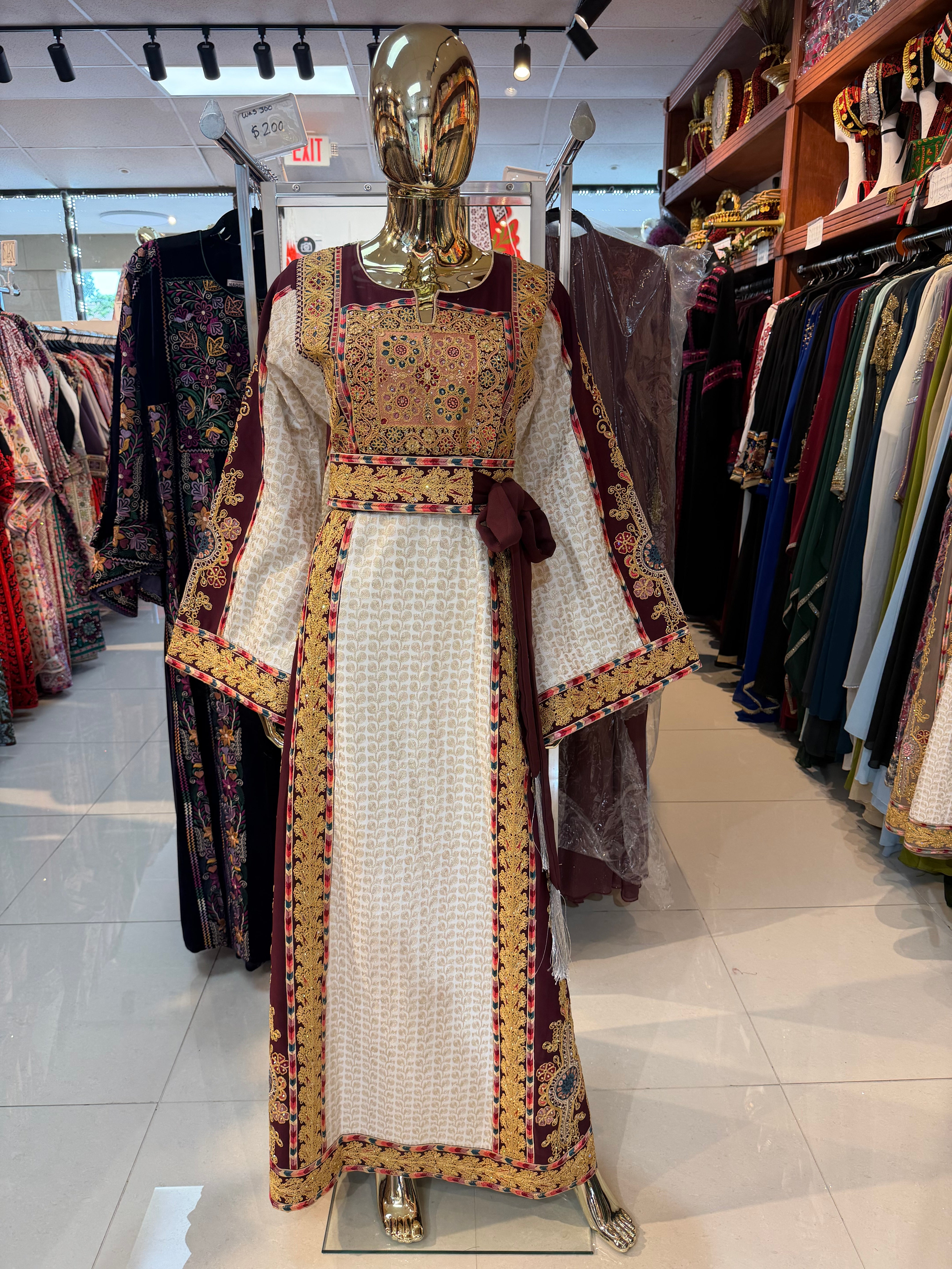 Red & Gold Aghabani Thobe