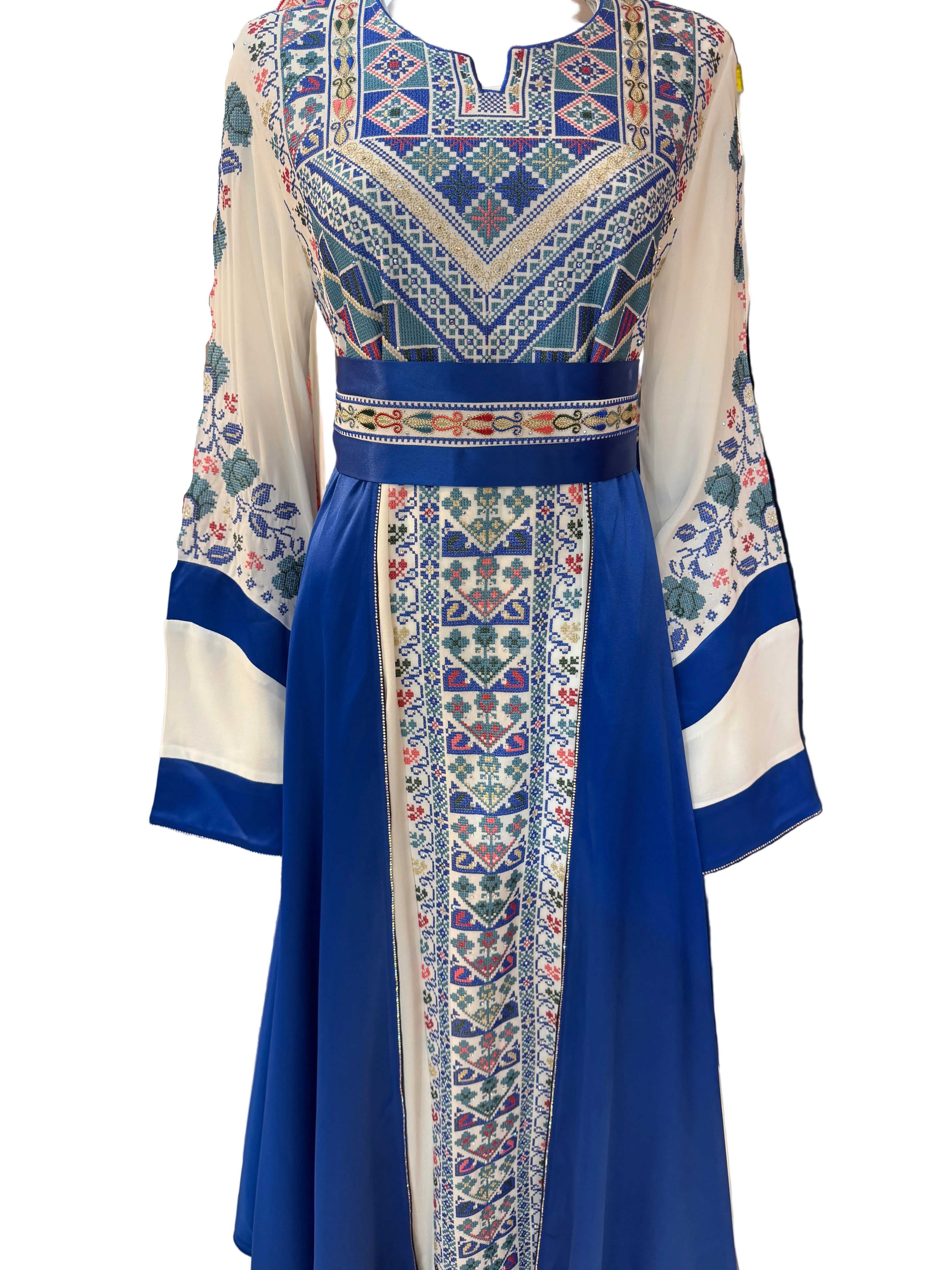 Royal Blue & Ivory Palestinian Thobe