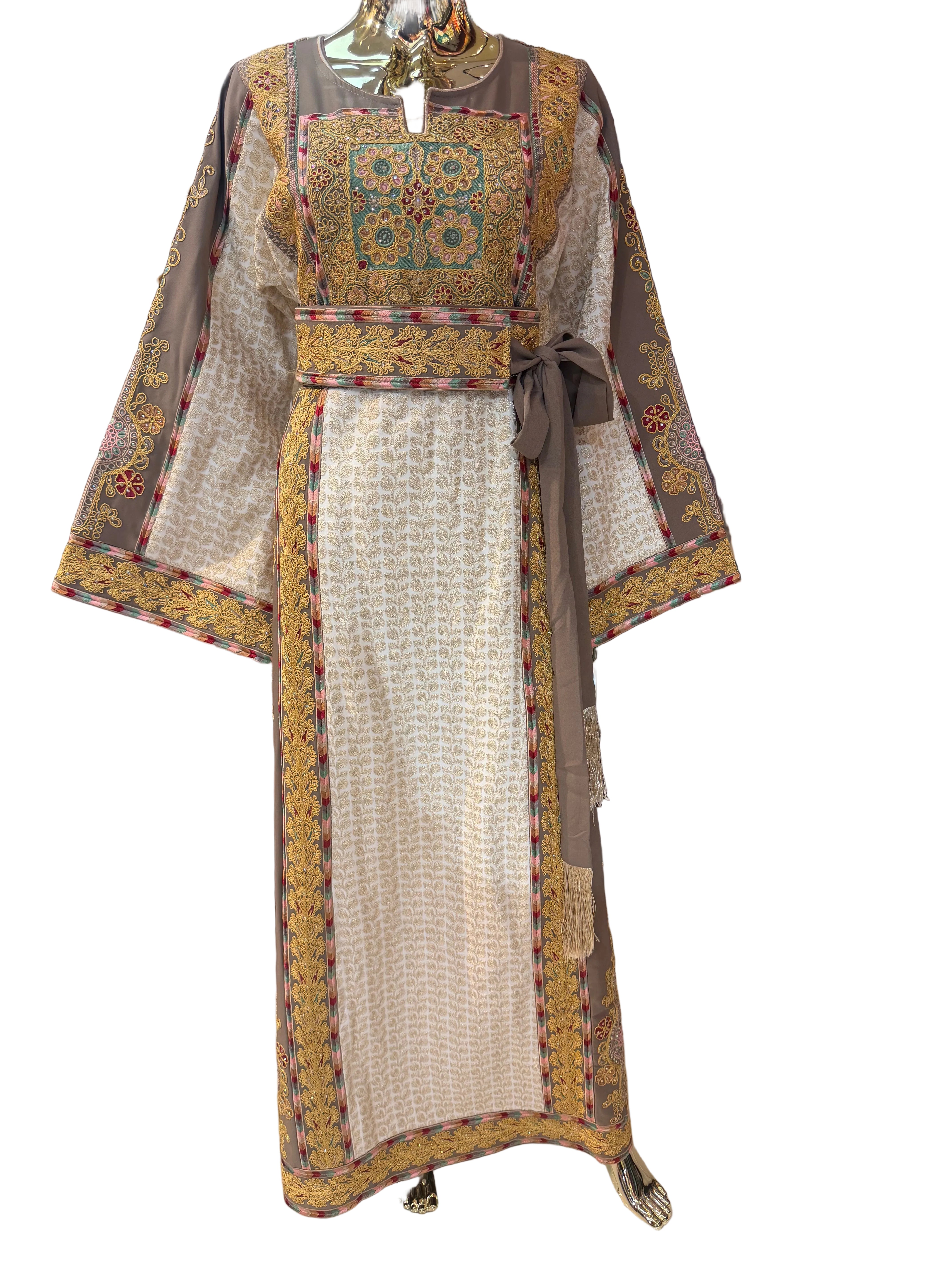 Tan & Gold Aghabani Thobe