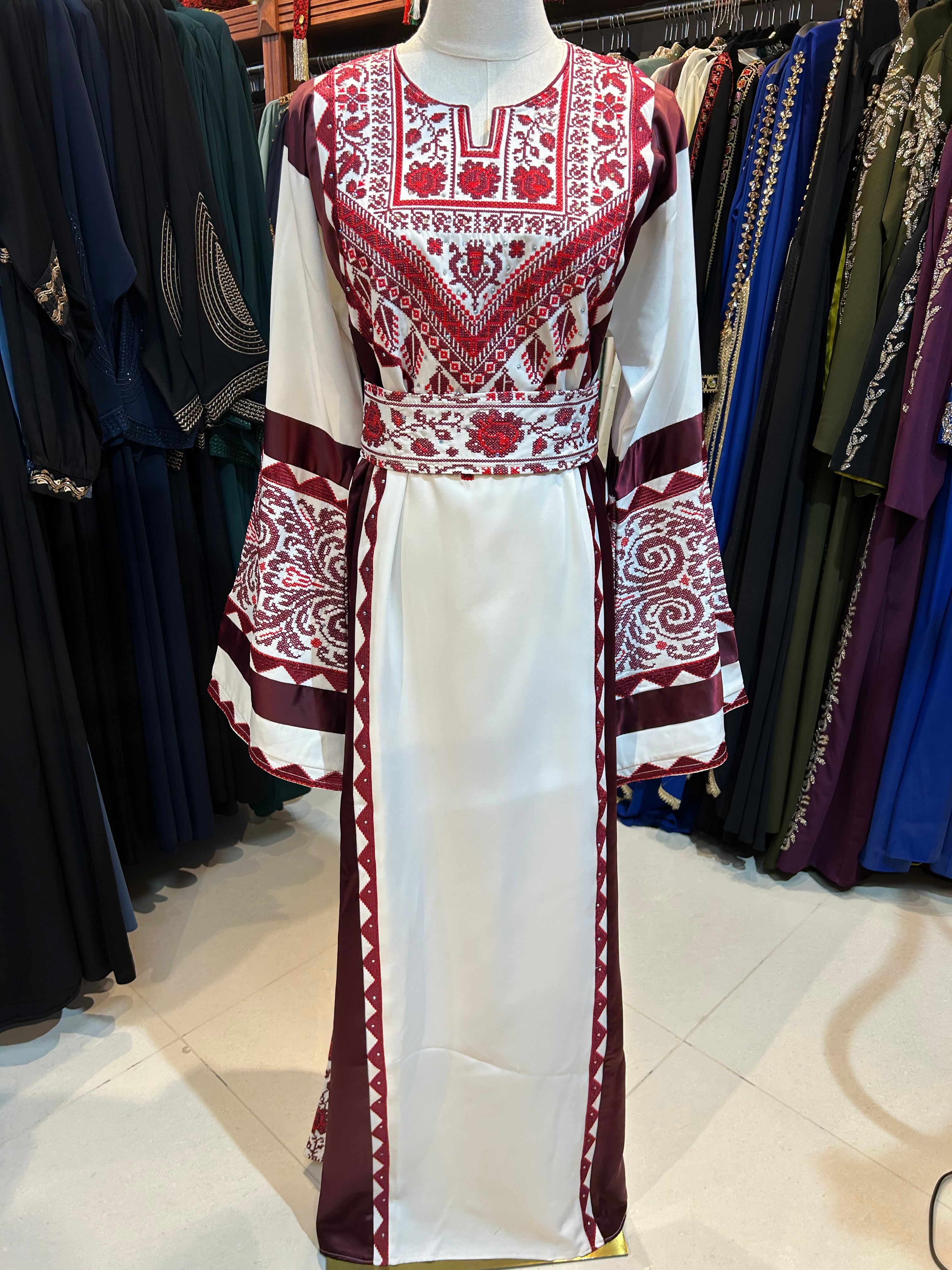 Elegant Red & White Thobe