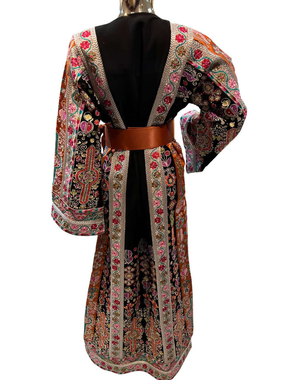 Elegant Black & Orange Malaka Thobe