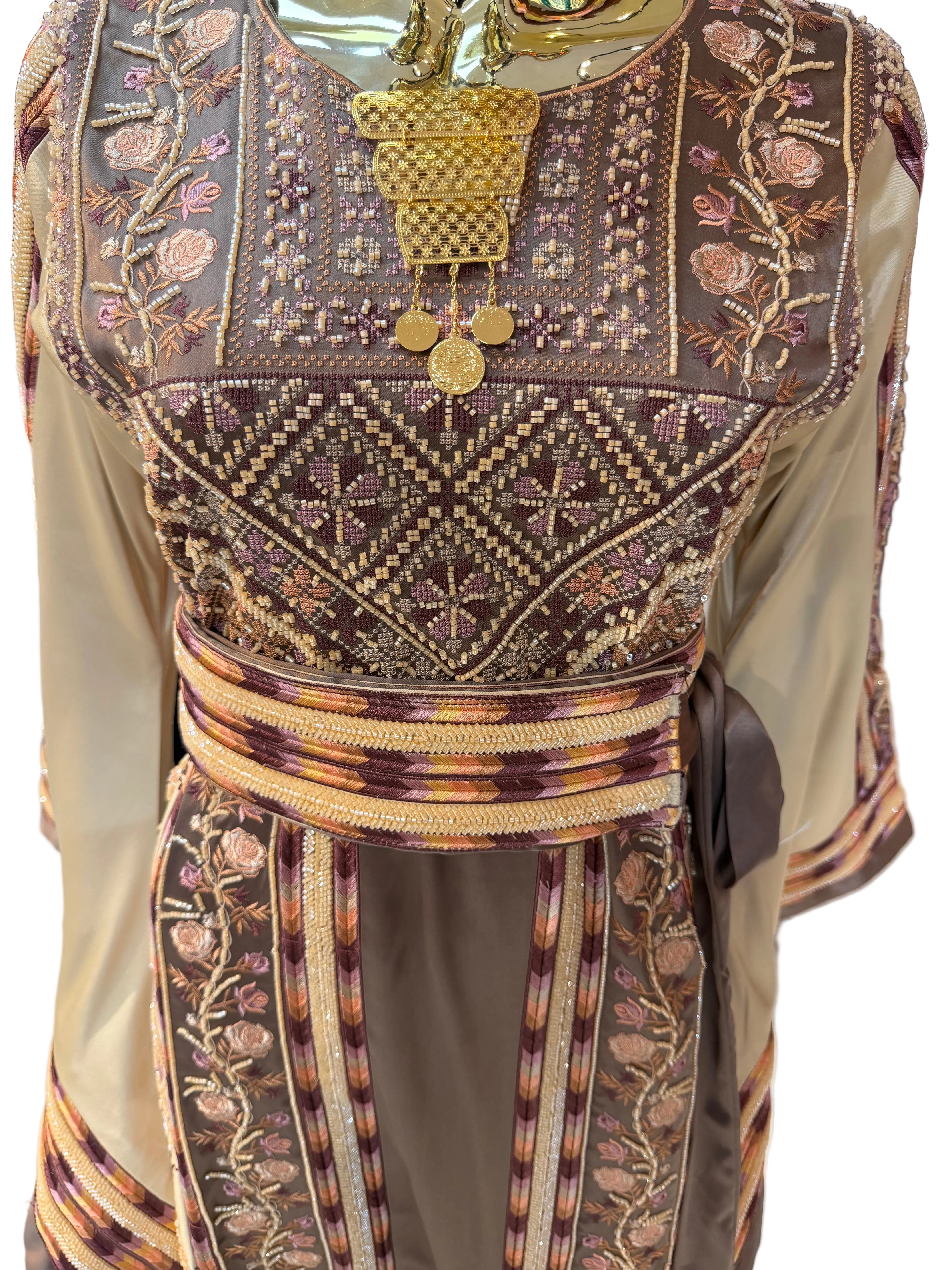 Dusty Pink Beaded Thobe