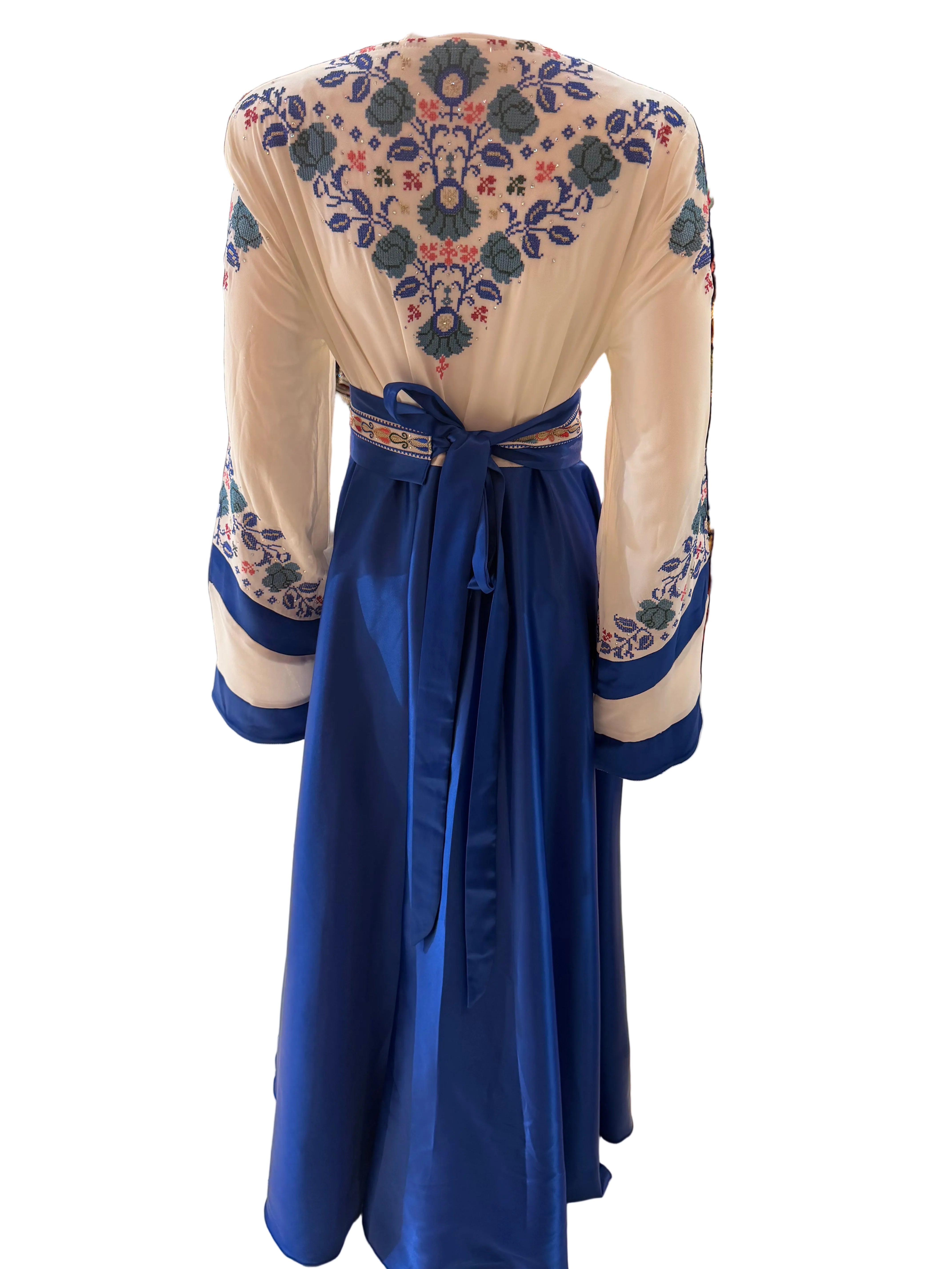 Royal Blue & Ivory Palestinian Thobe