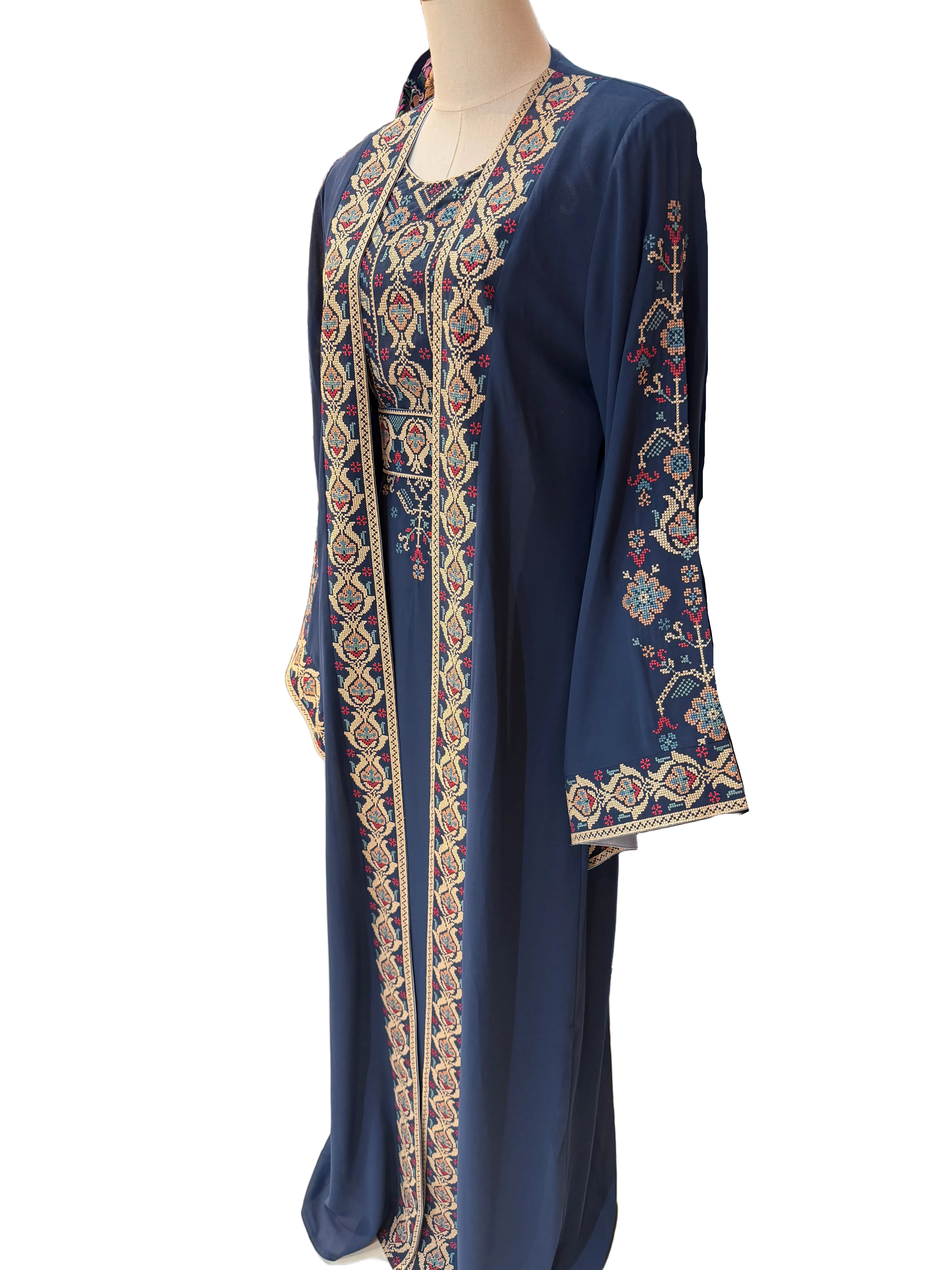 Navy Blue 2-piece Abaya