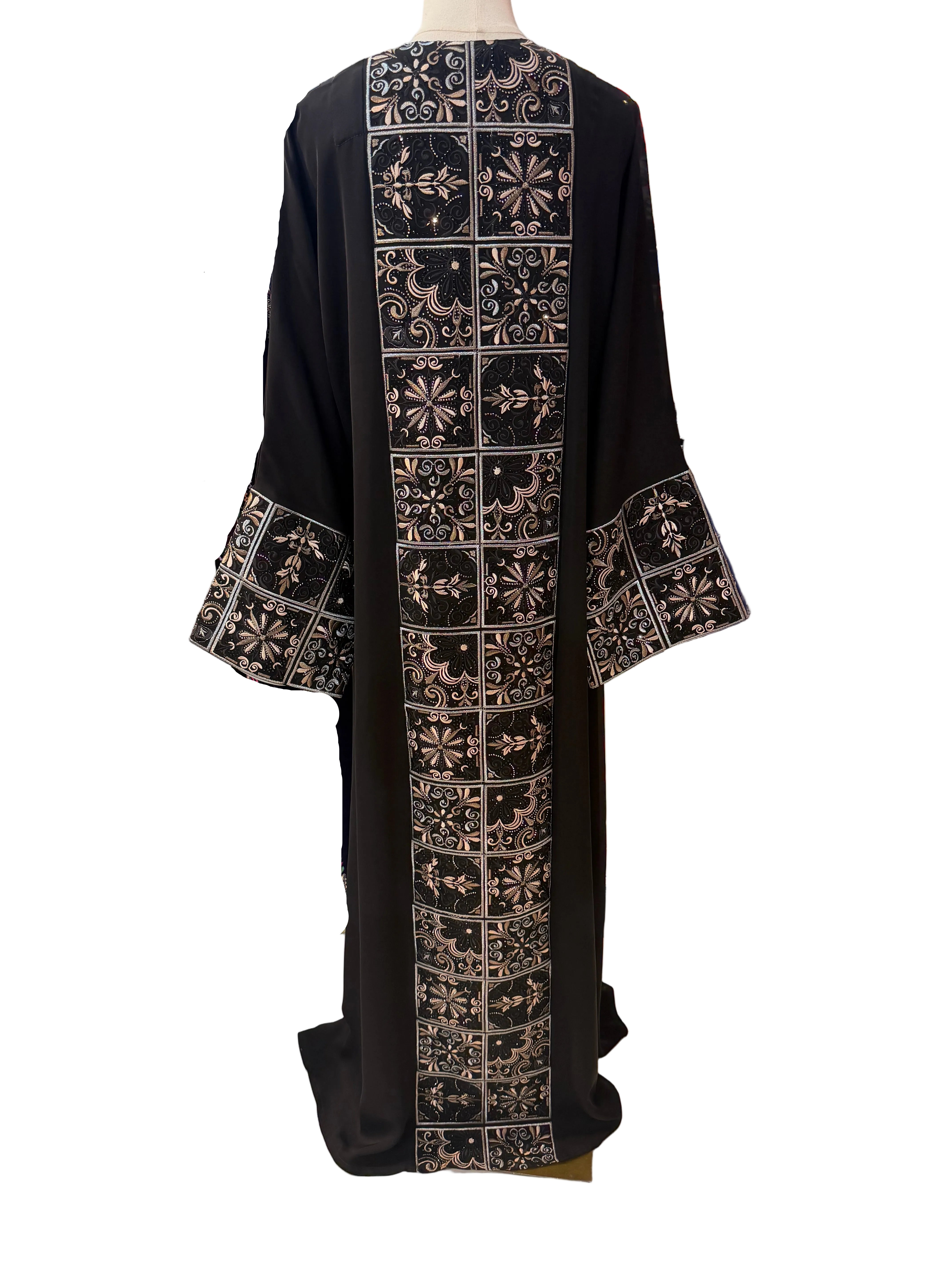 Elegant Black Embroidered 2-Piece Abaya