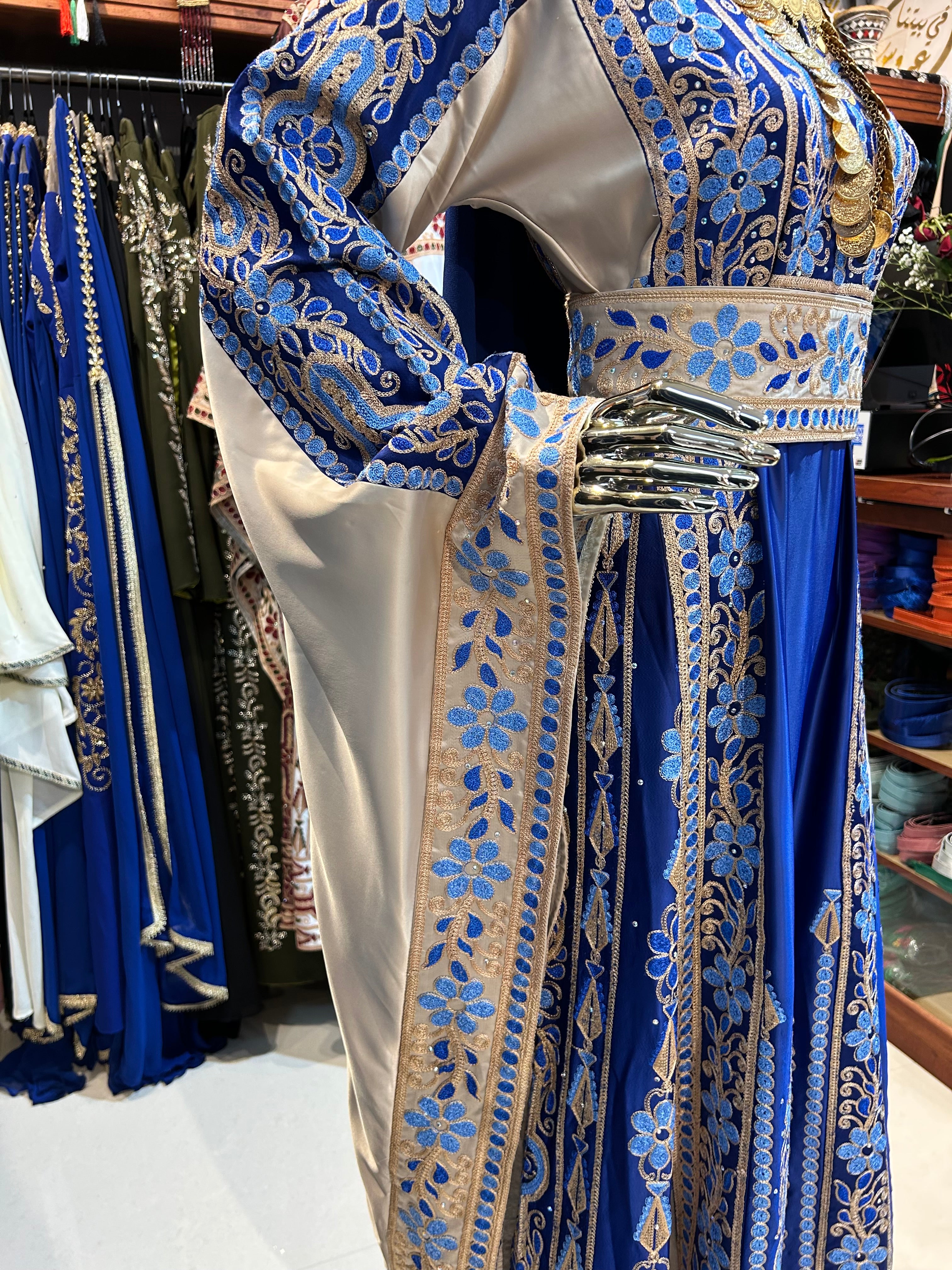 Blue High-Quality Embroidered Thobe