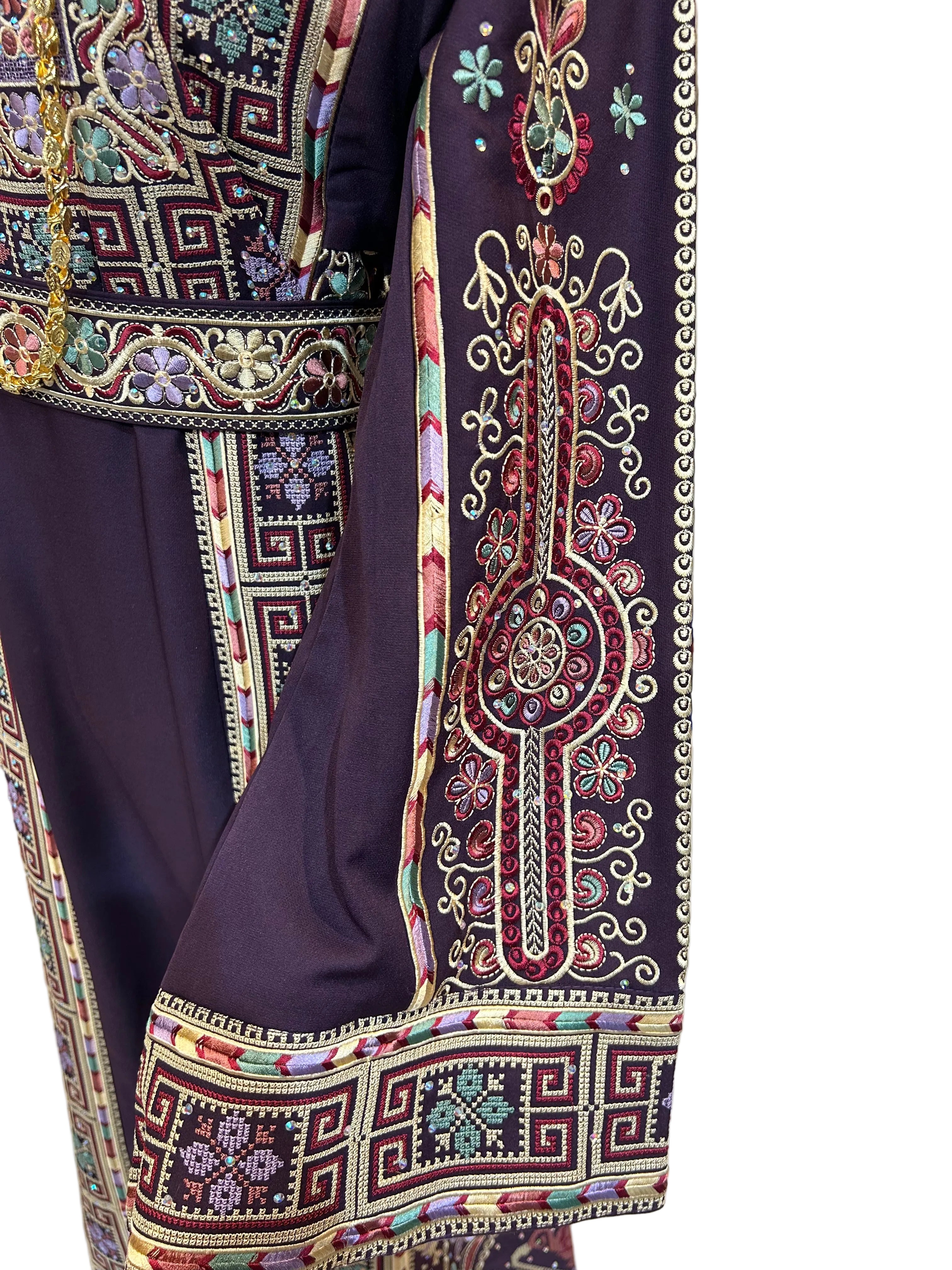 Embroidered Purple Thobes | Includes Matching Bag, Shawl, & Two Belts|