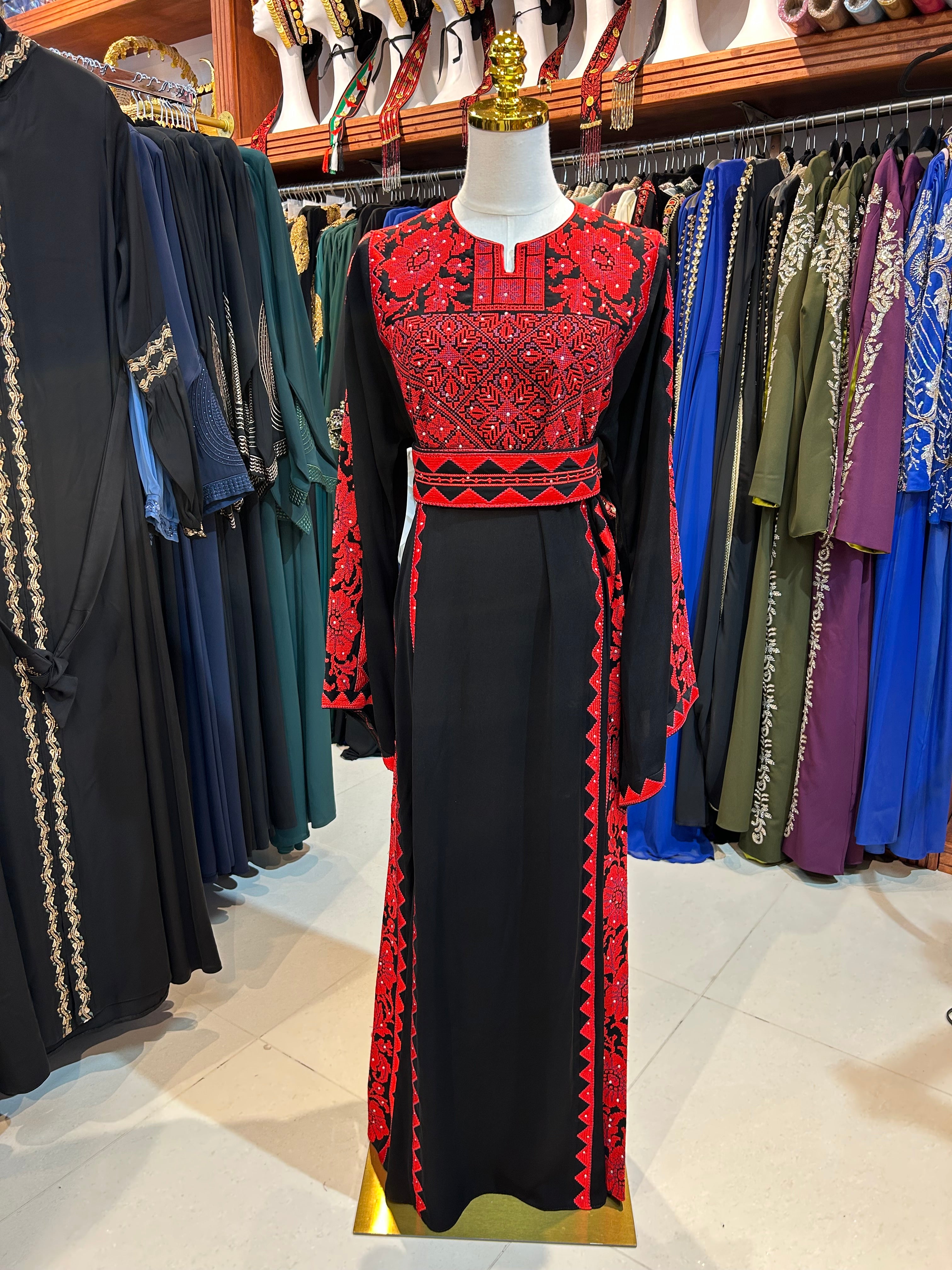 Elegant Red & Black Thobe