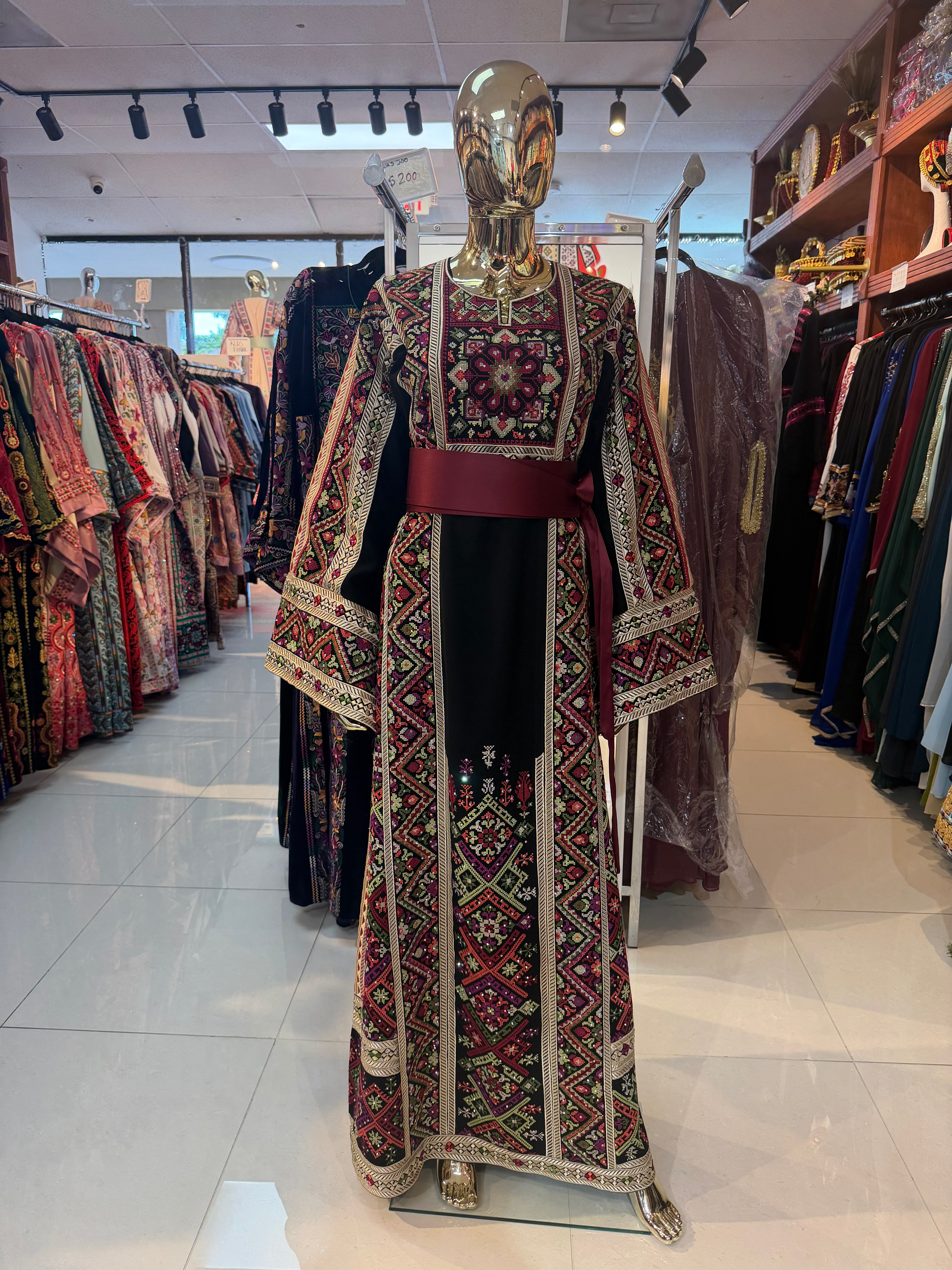 Burgandy Flower Thobe