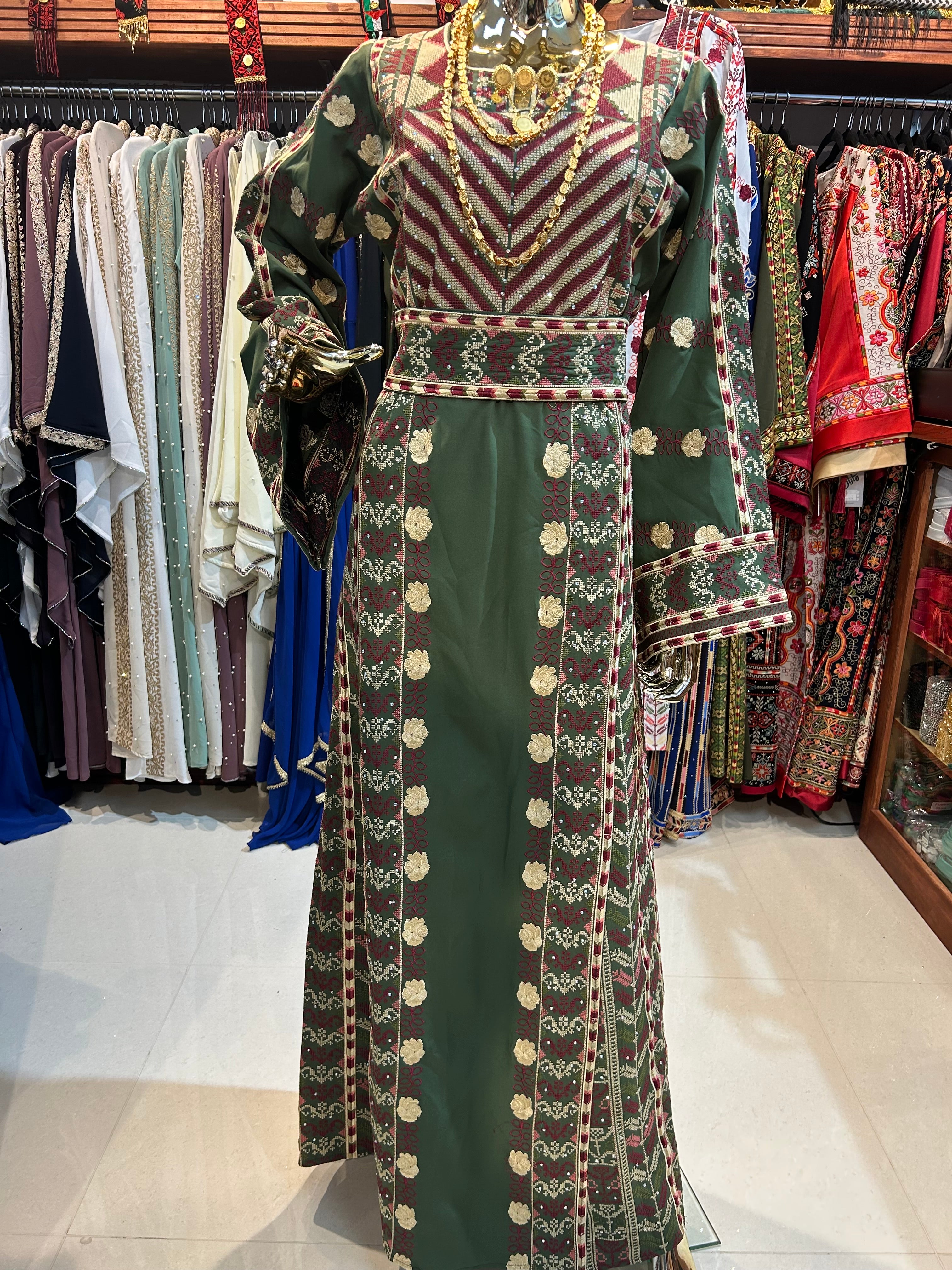 Elegant Green Thobe W/ Flowers