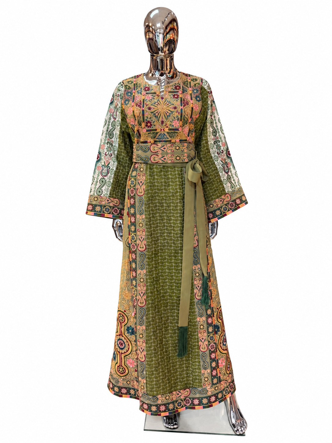 Elegant Olive Blossom Thobe