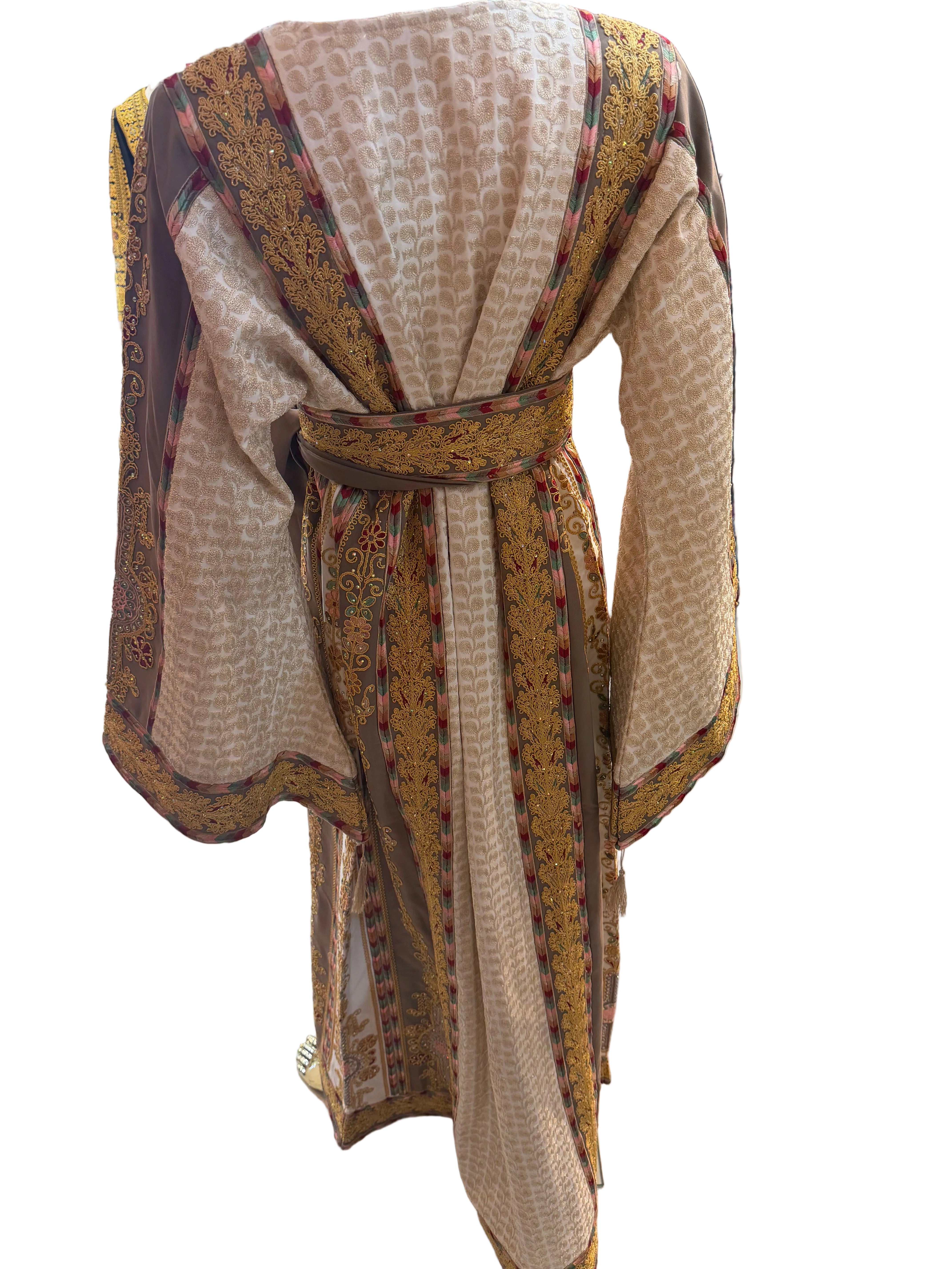 Tan & Gold Aghabani Thobe