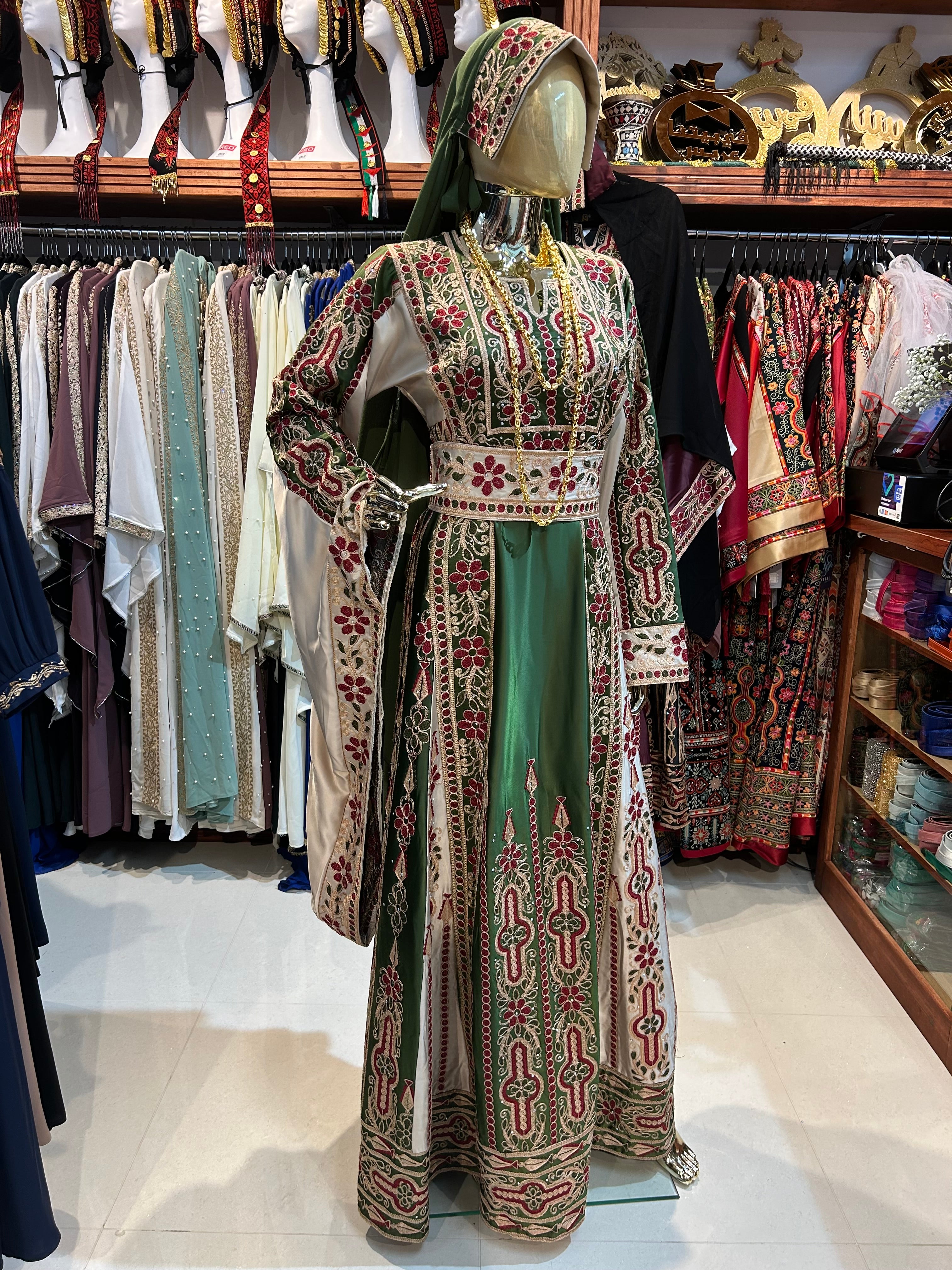 Green High-Quality Embroidered Thobe