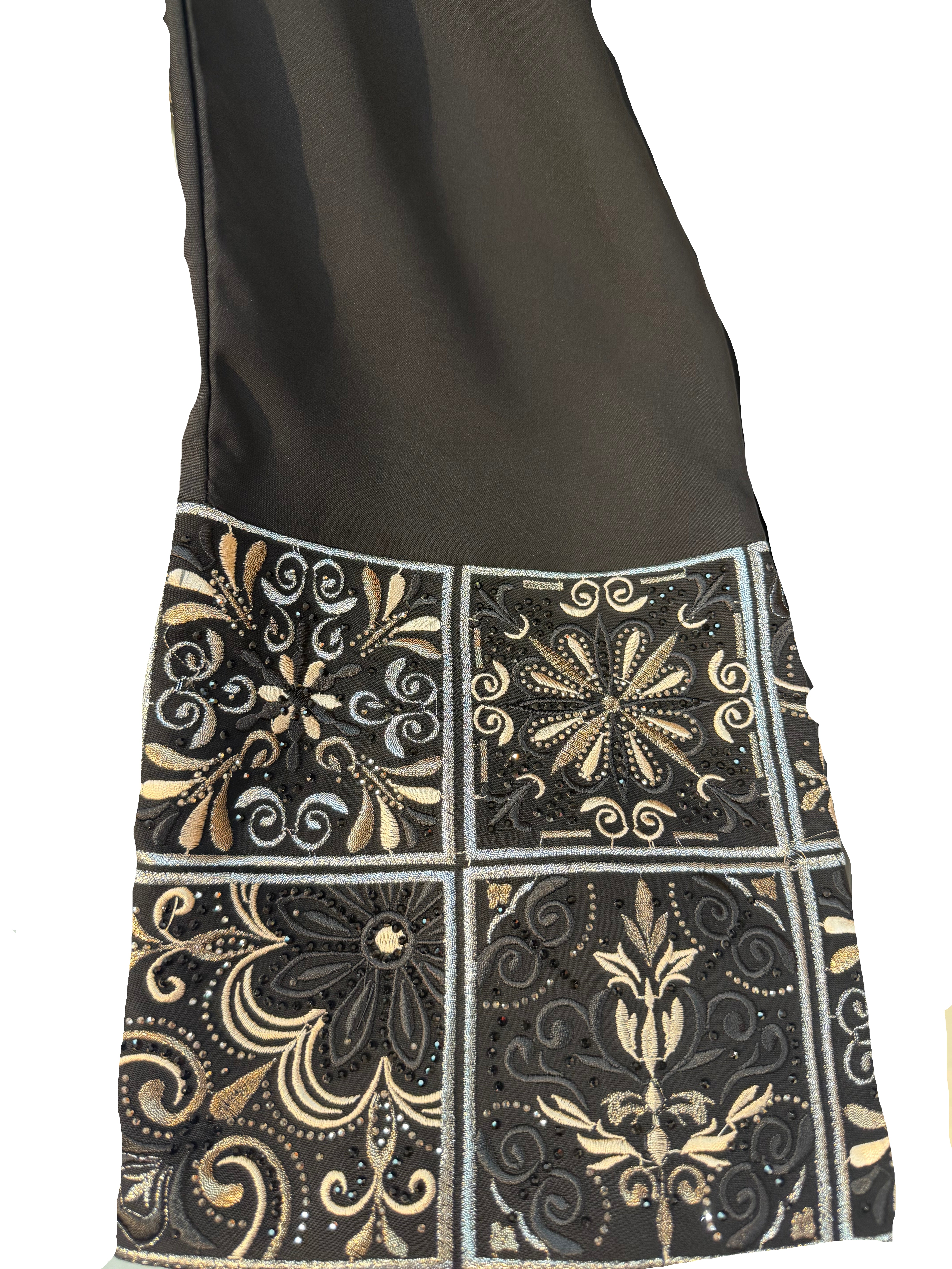 Elegant Black Embroidered 2-Piece Abaya