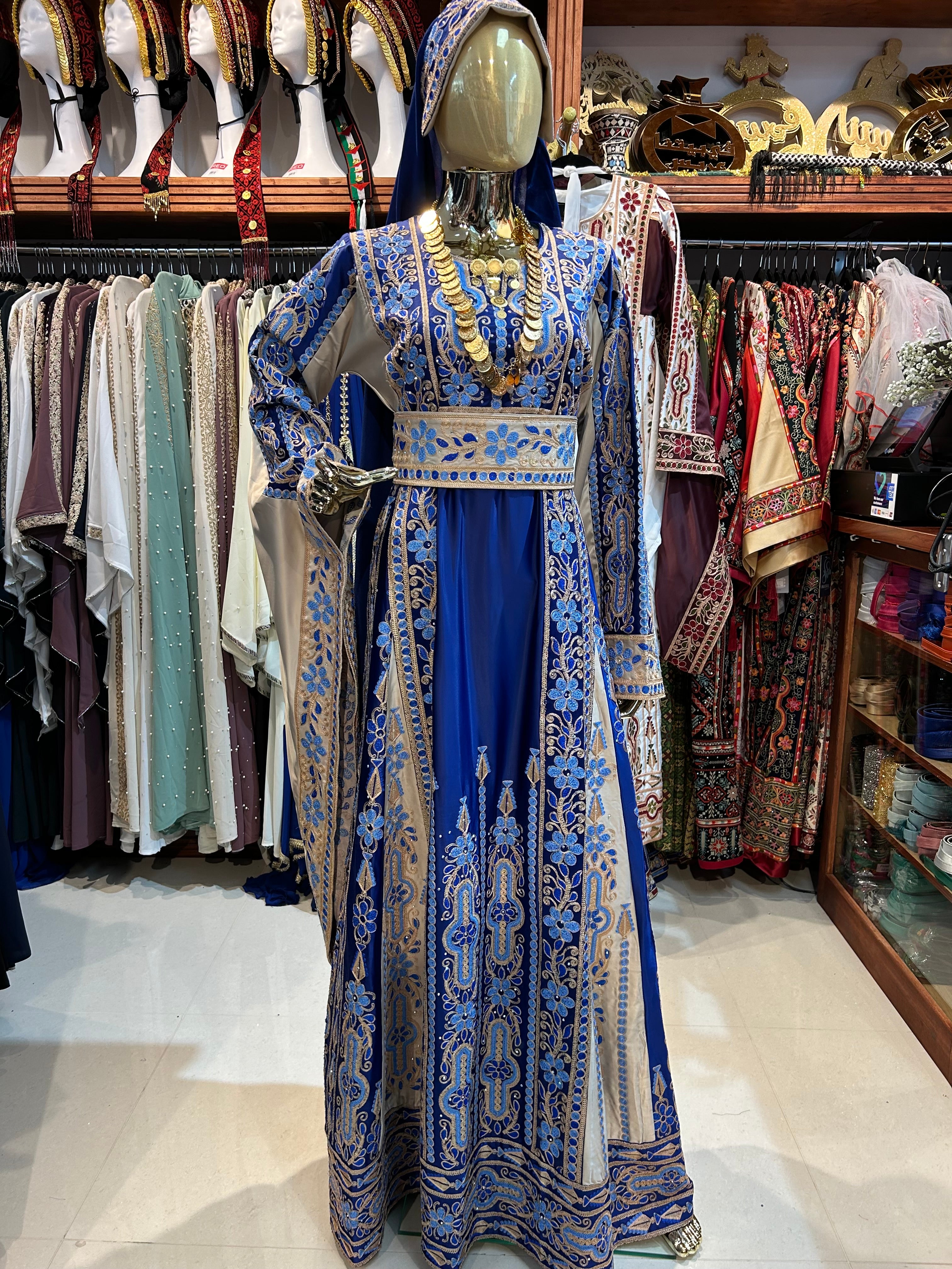 Blue High-Quality Embroidered Thobe