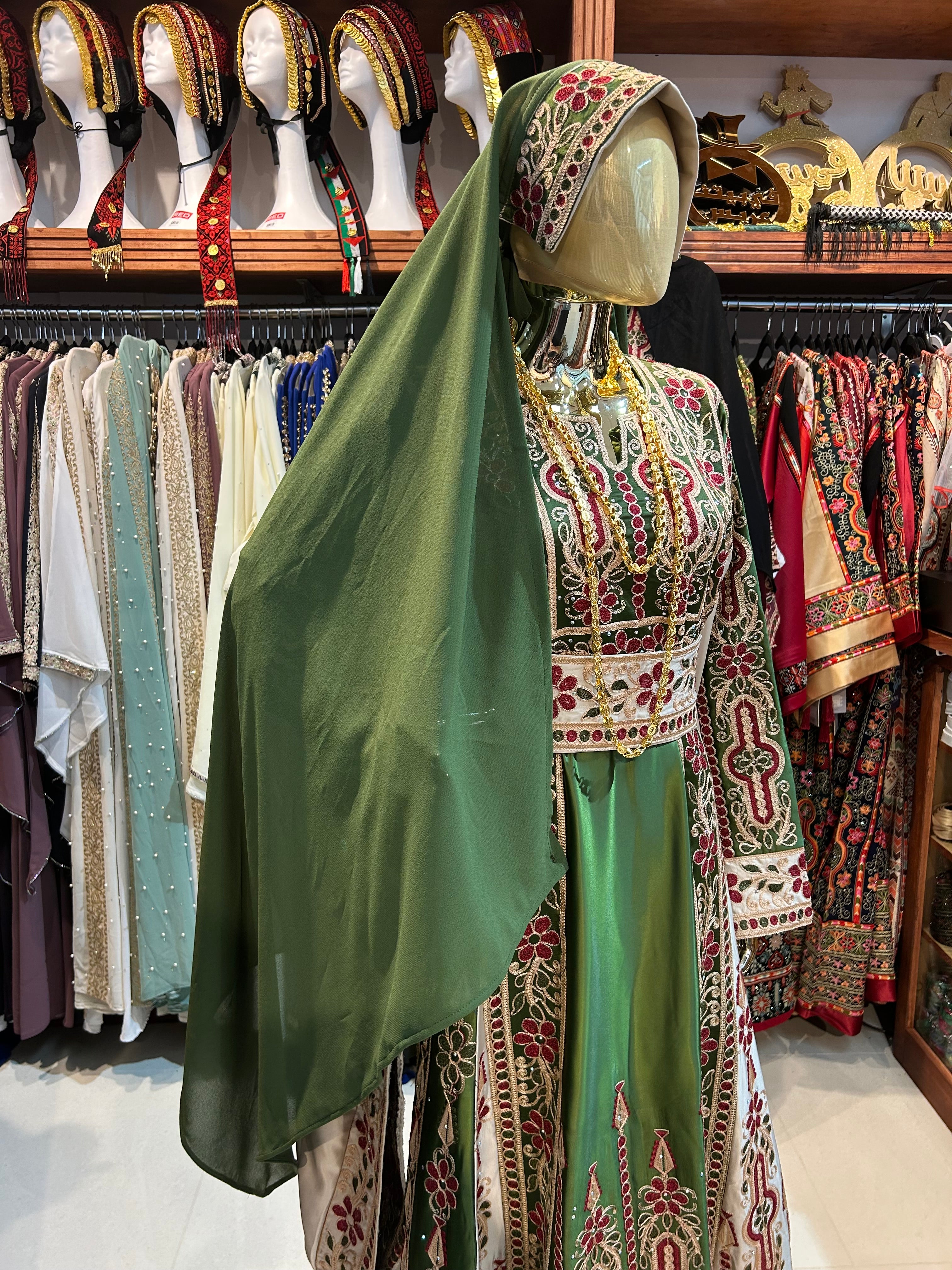 Green High-Quality Embroidered Thobe